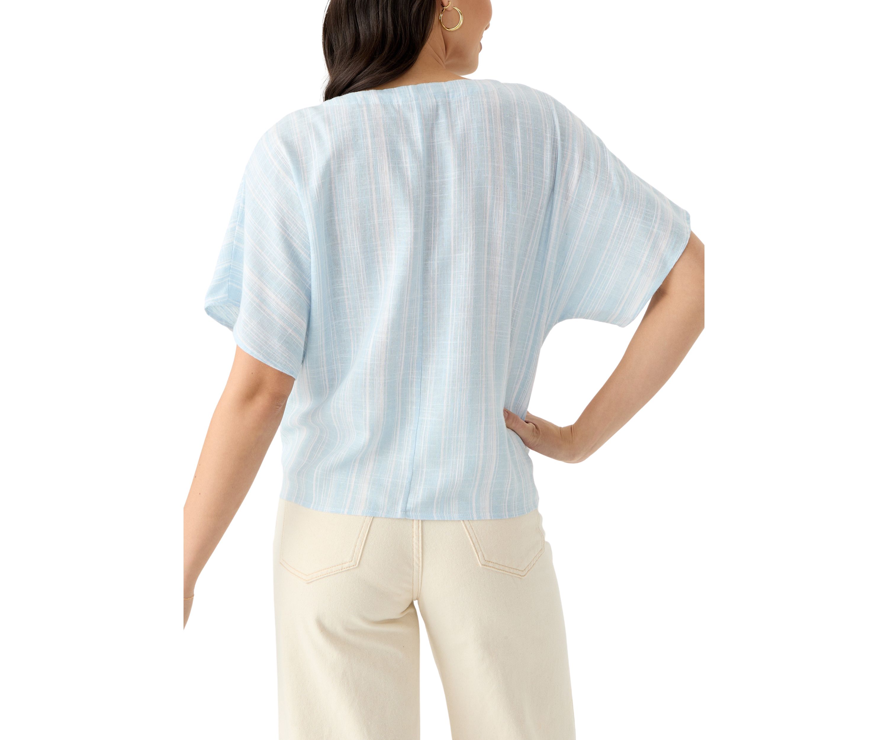 Petite Tie Front V-Neck Blouse