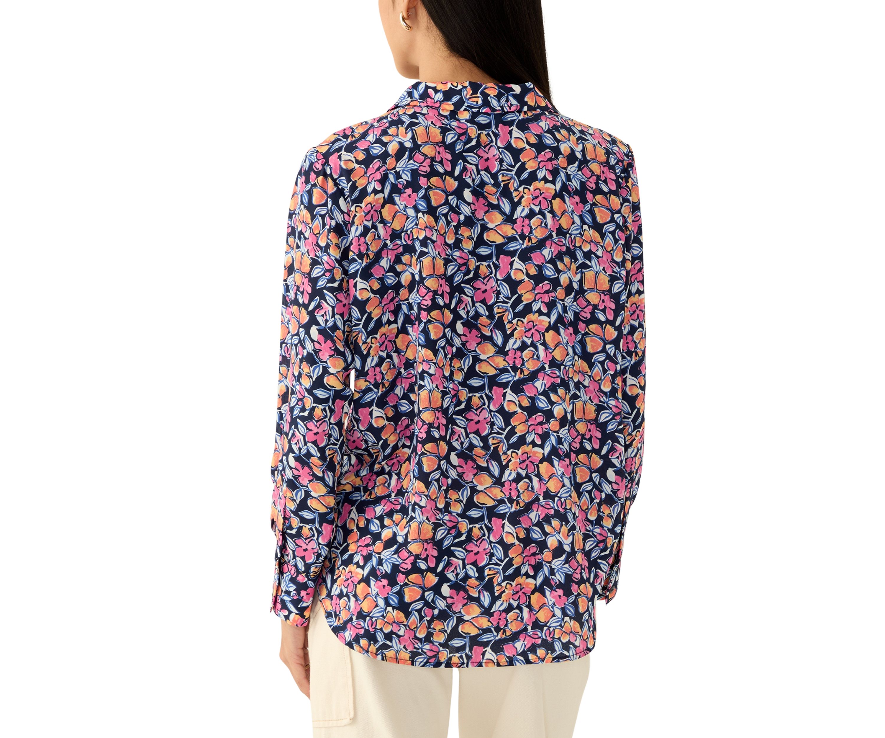 Petite Long Sleeve Collared Pullover