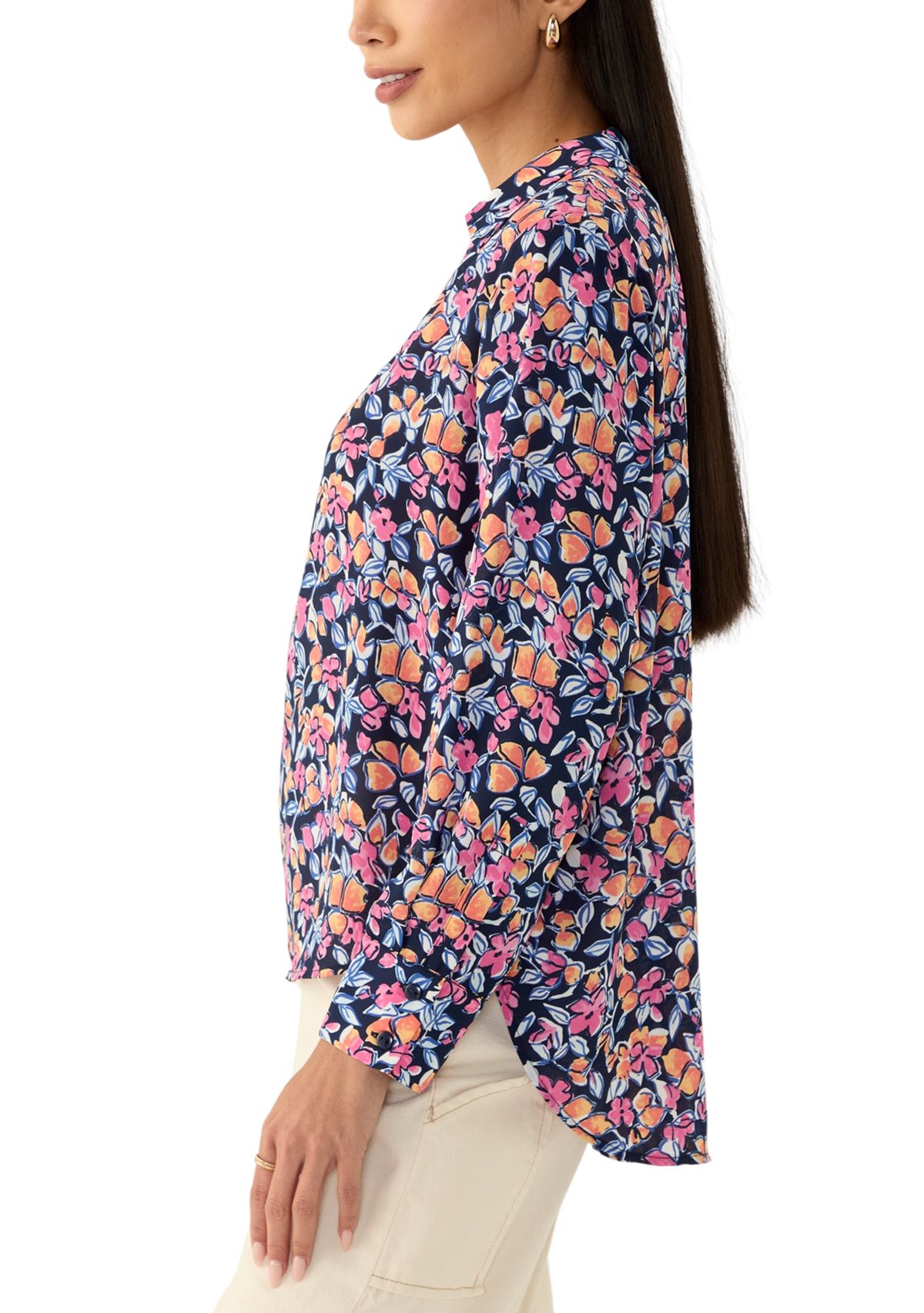 Petite Long Sleeve Collared Pullover