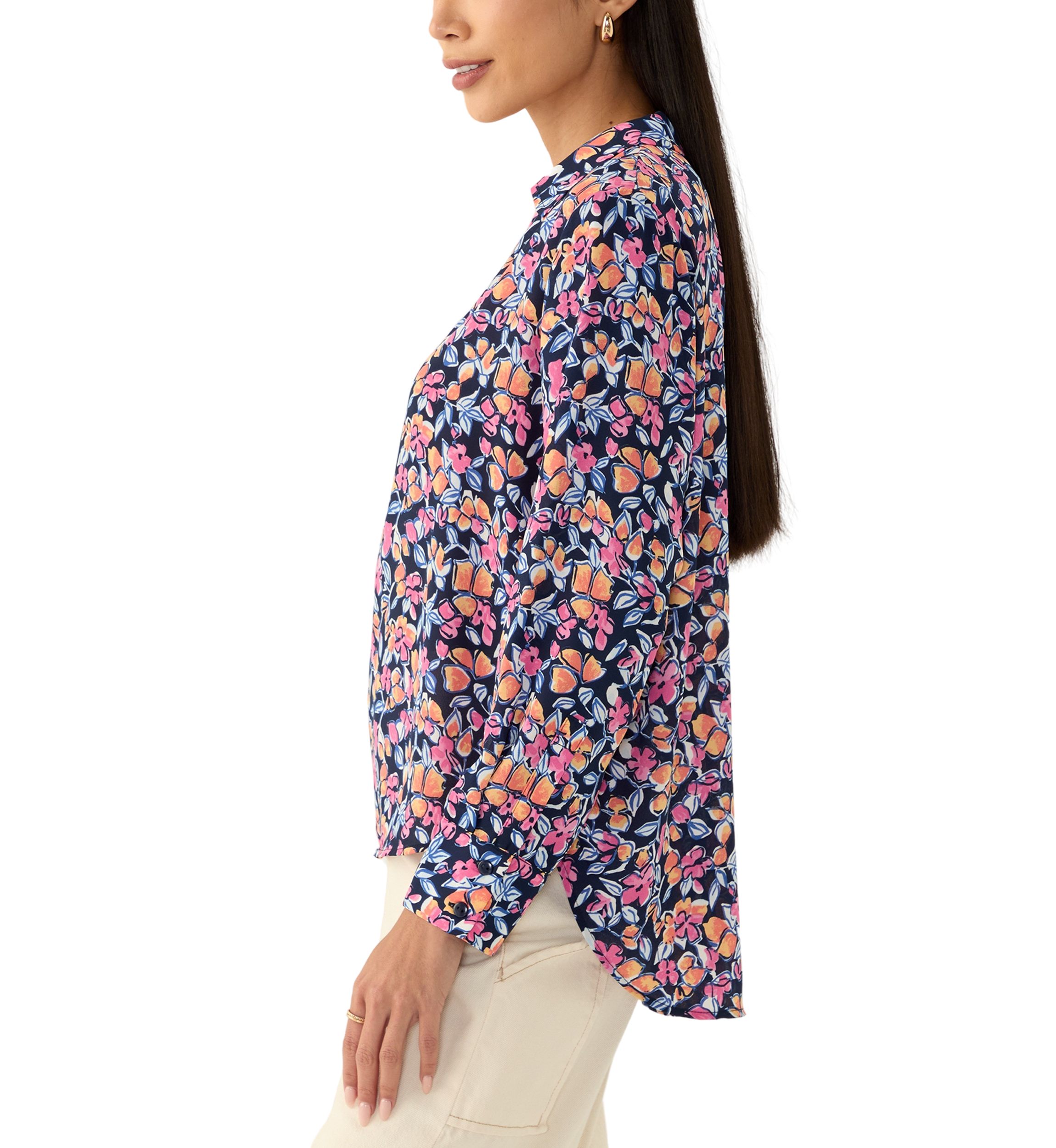 Petite Long Sleeve Collared Pullover