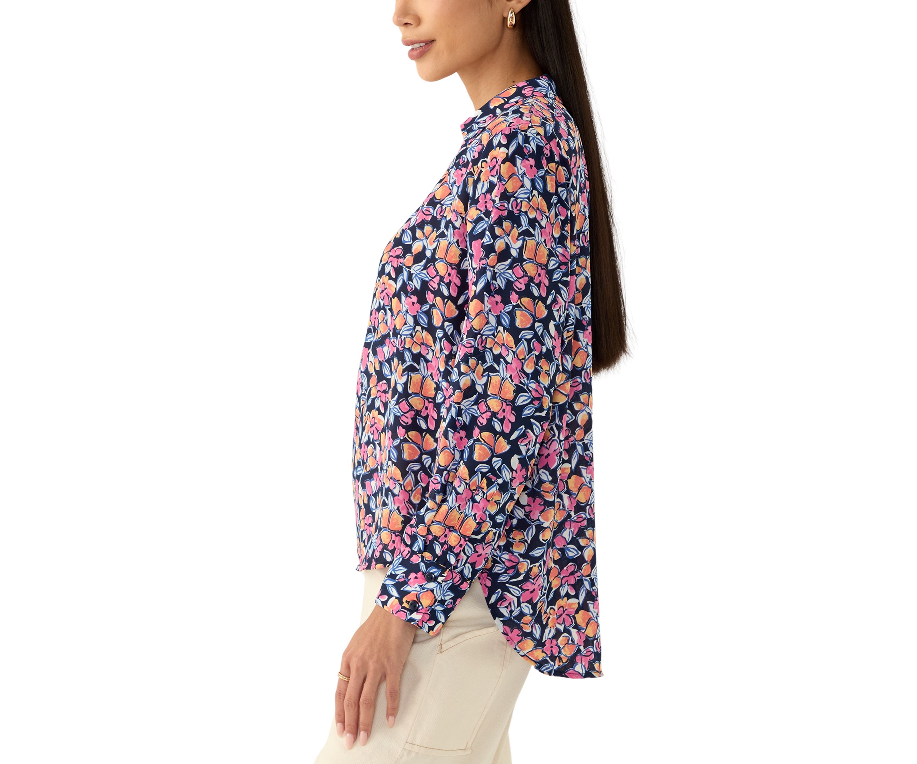 Petite Long Sleeve Collared Pullover