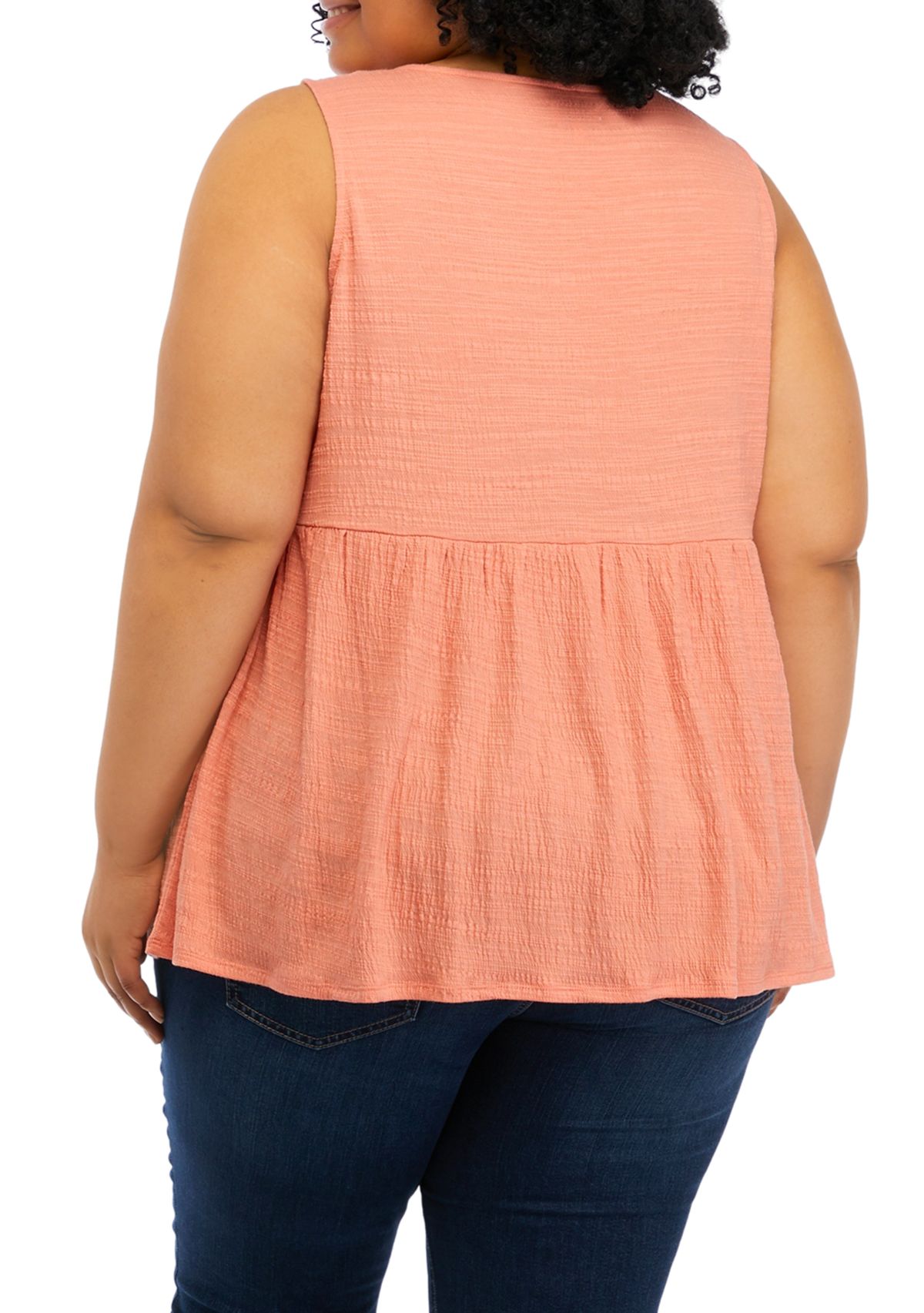 Plus Size Sleeveless Split Neck Tunic Top