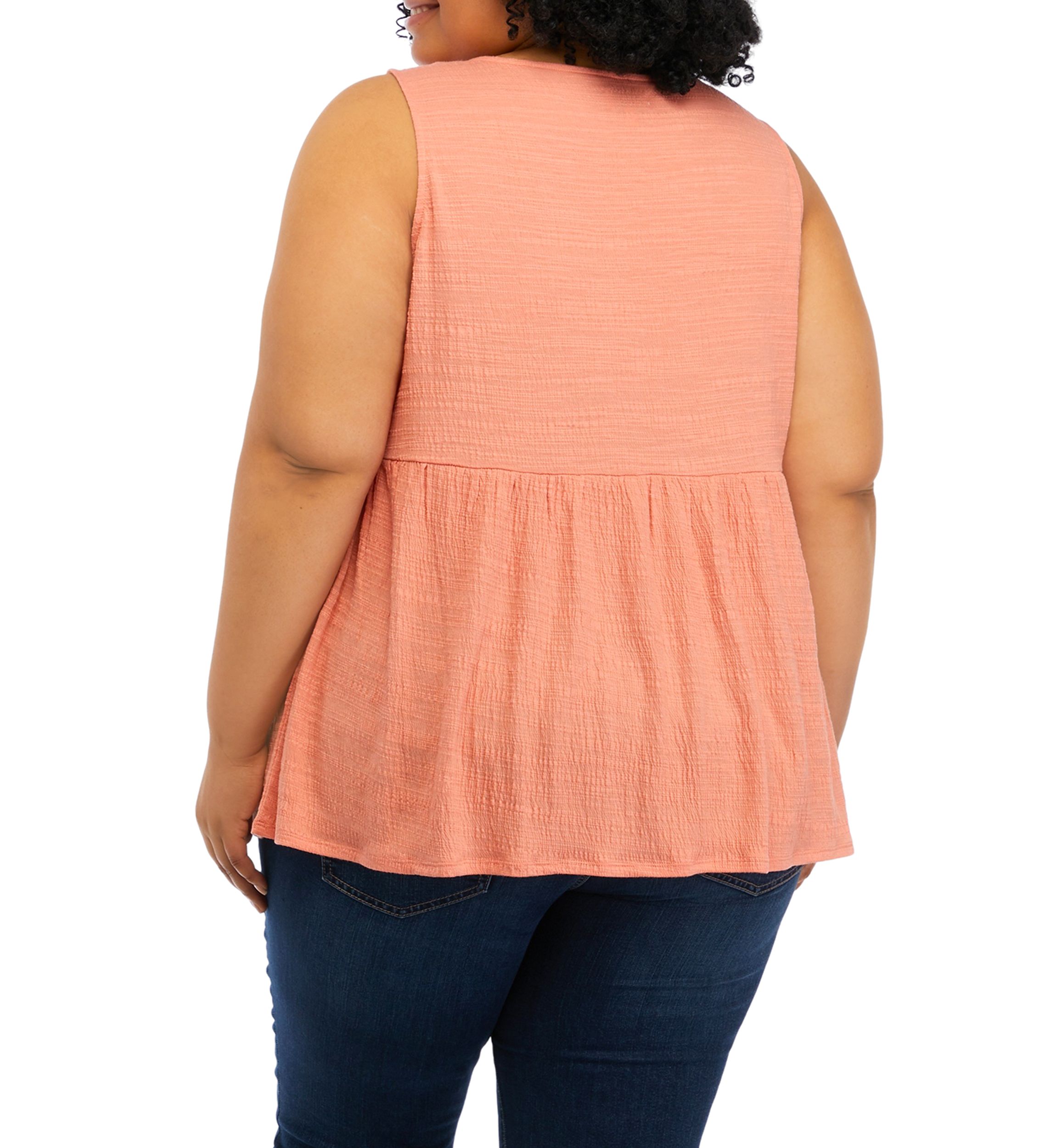Plus Size Sleeveless Split Neck Tunic Top