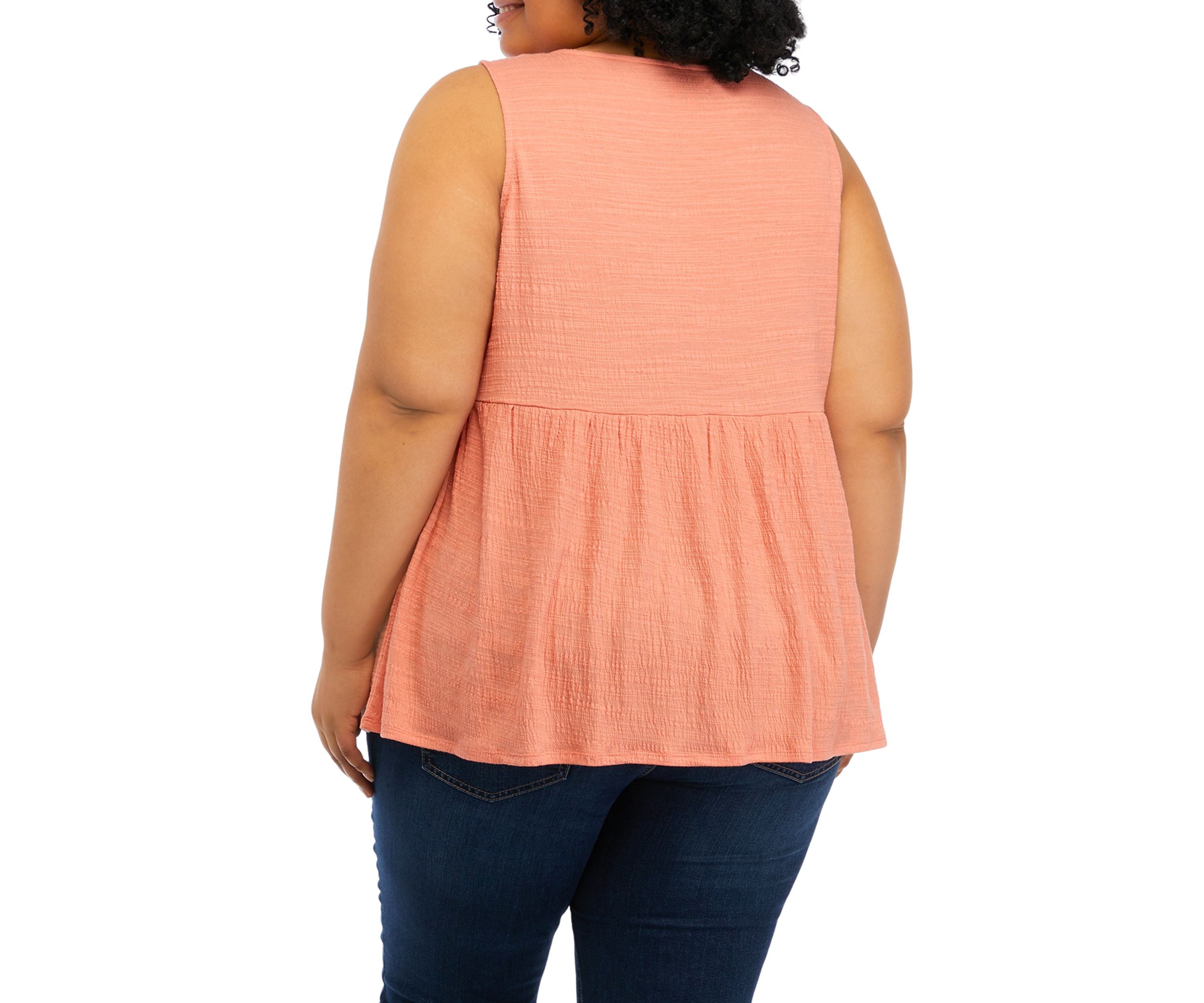 Plus Size Sleeveless Split Neck Tunic Top