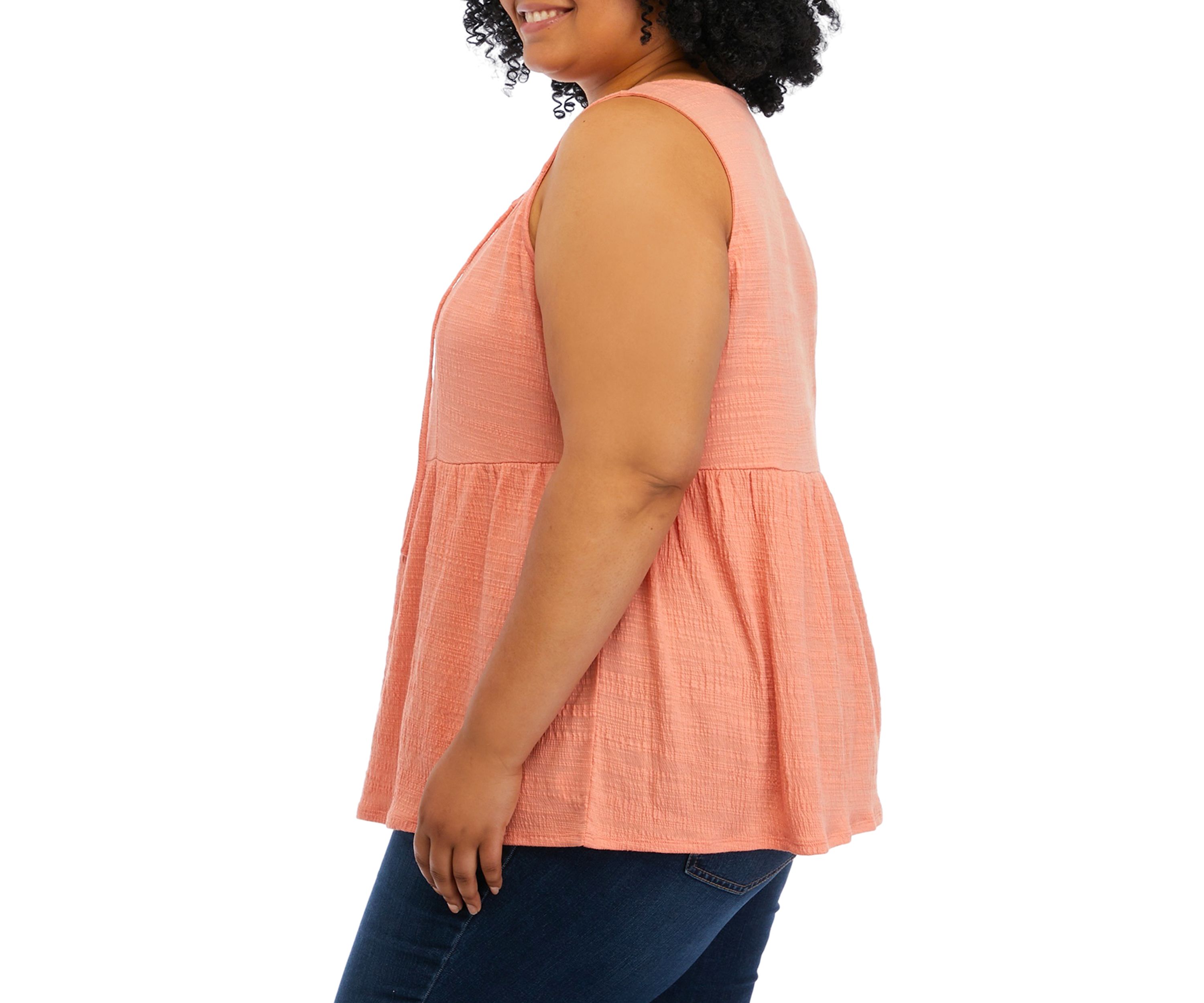 Plus Size Sleeveless Split Neck Tunic Top