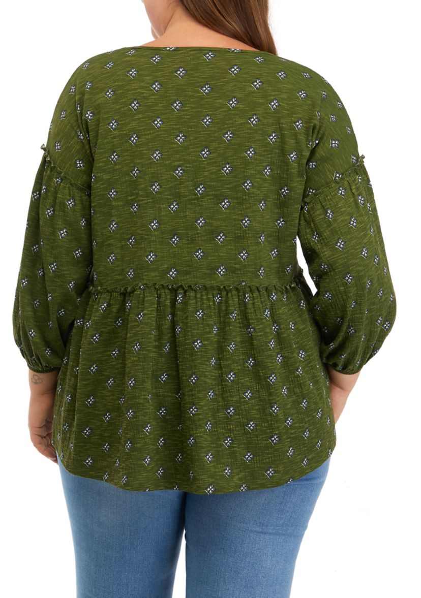 Womens Slouchy V-Neck Printed Top 