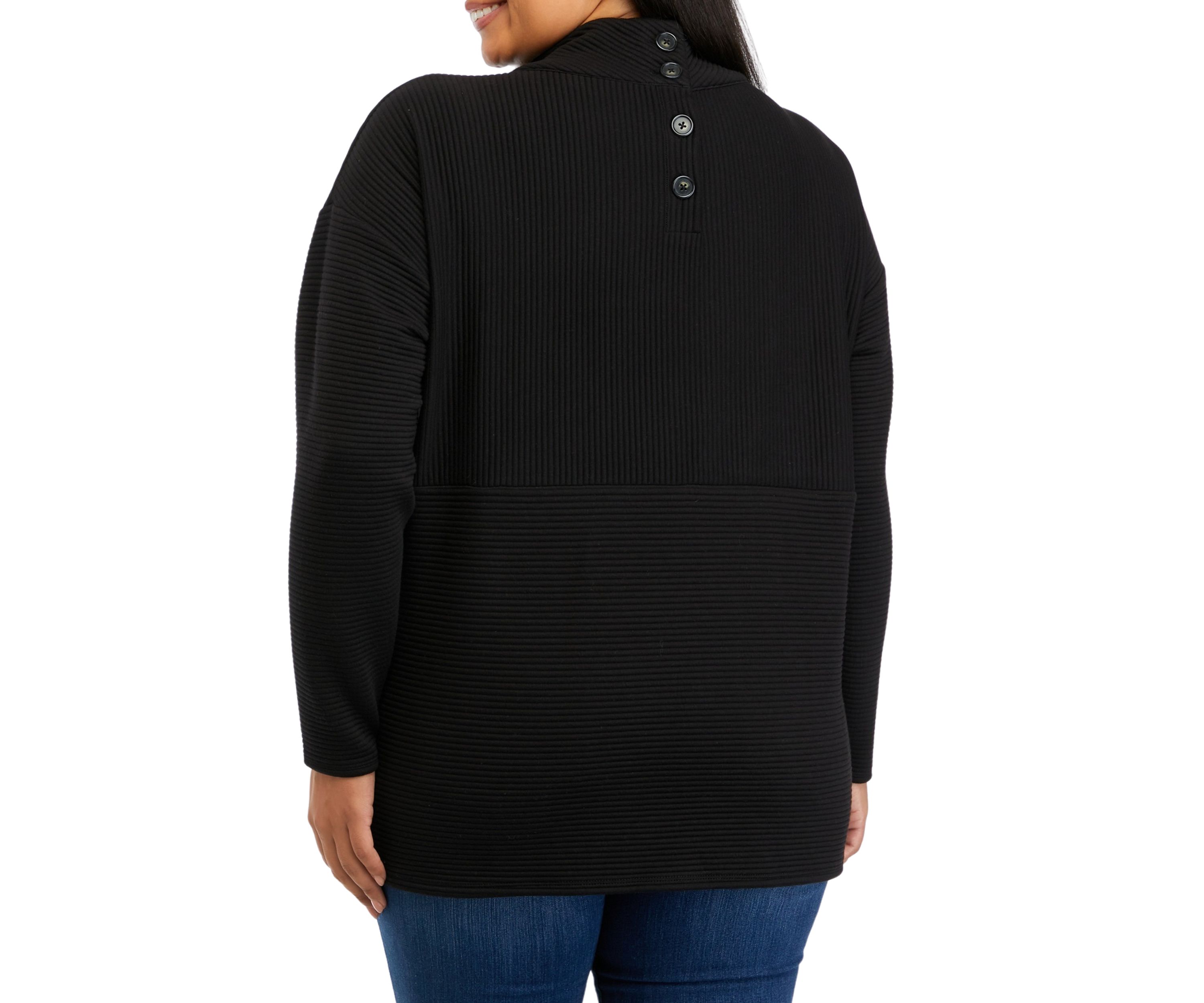 Plus Size Drop Shoulder Slouchy Mock Neck Sweater 
