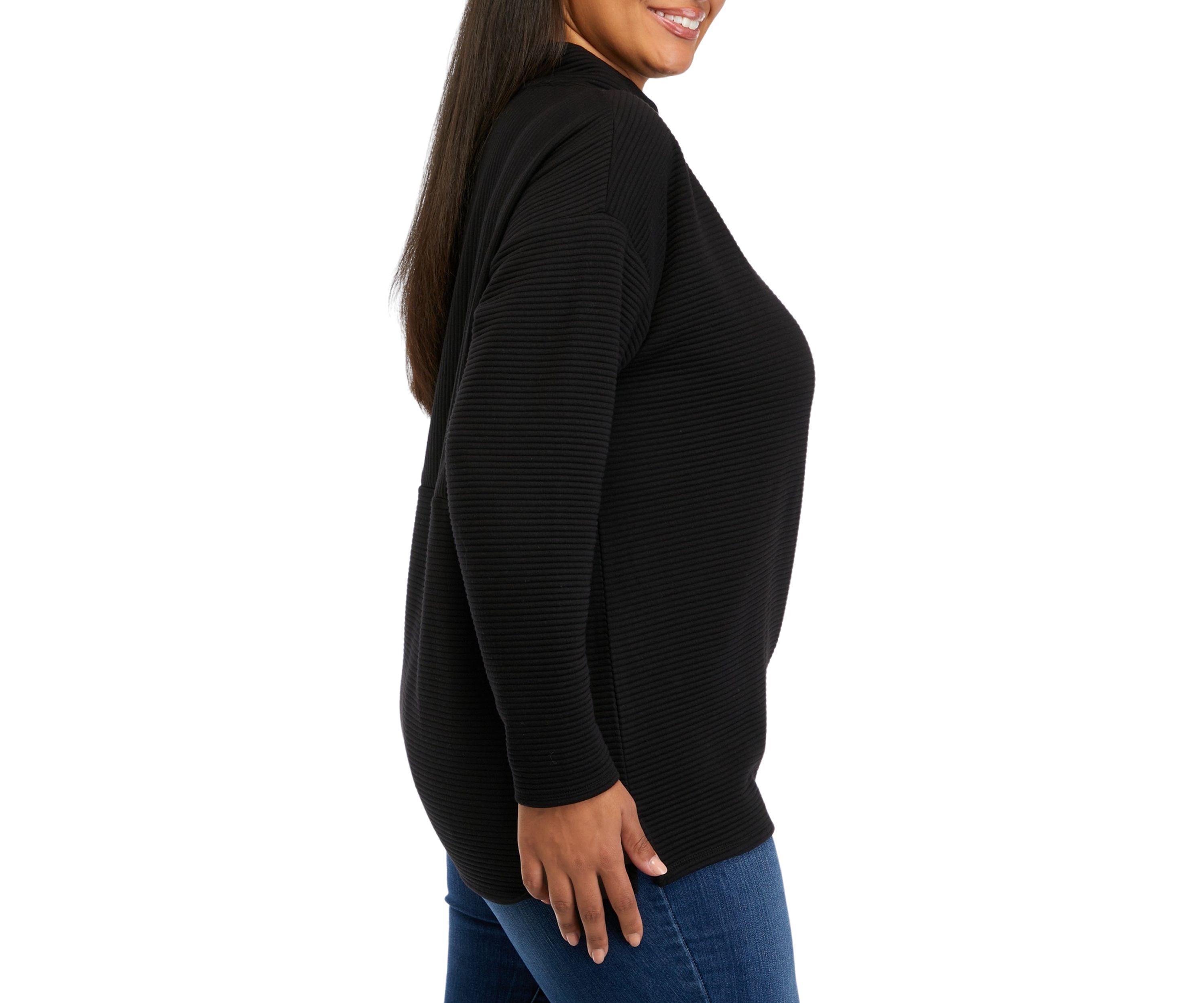 Plus Size Drop Shoulder Slouchy Mock Neck Sweater 