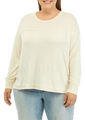 Wonderly Plus Size Raw Edge Solid Top | belk