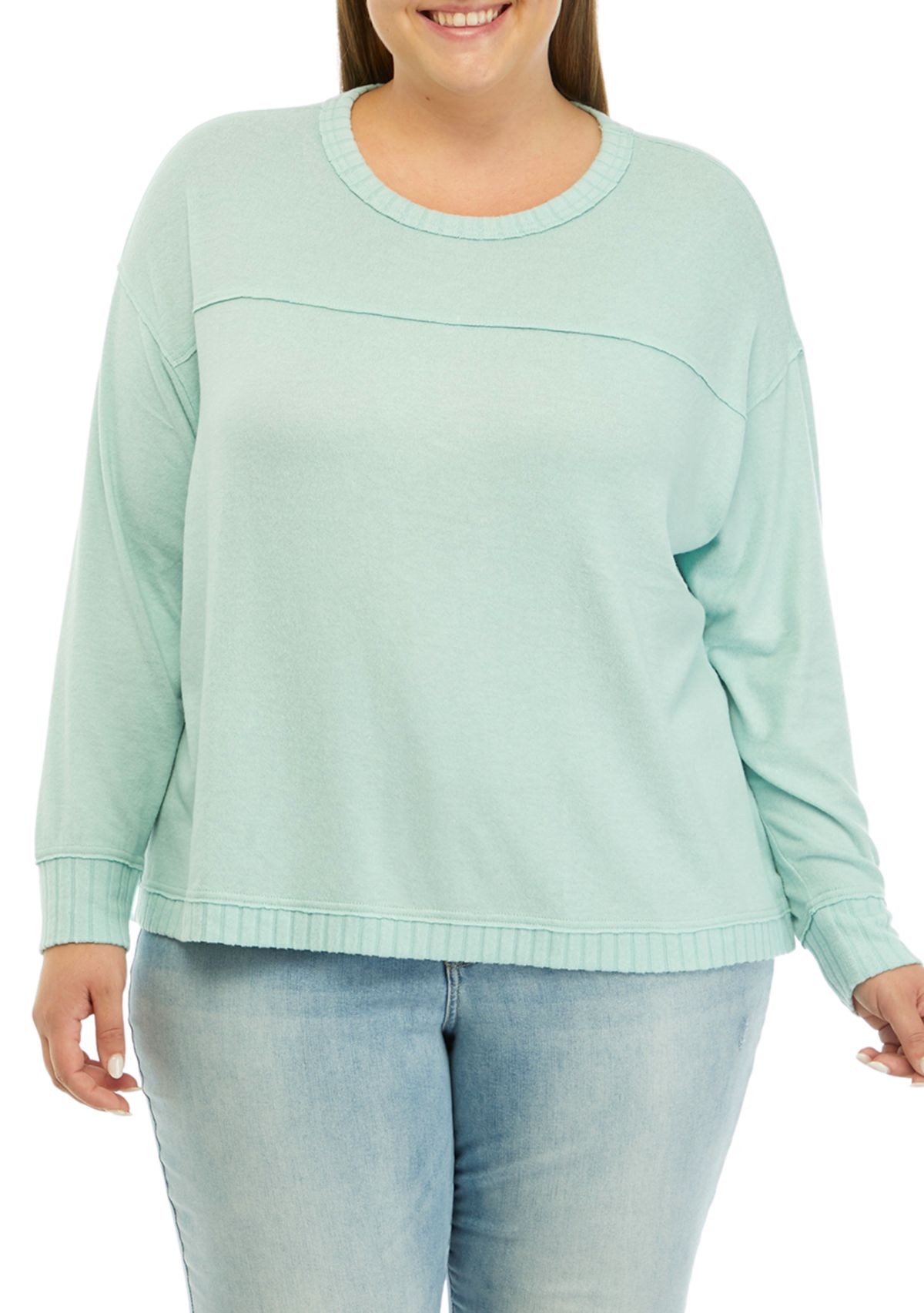 Plus Size Raw Edge Solid Top