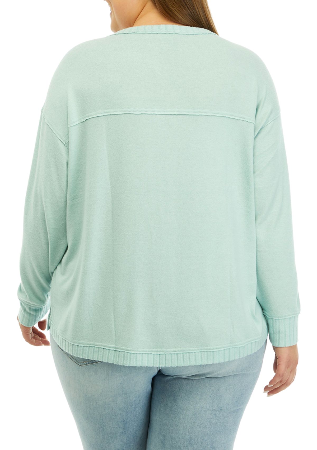 Plus Size Raw Edge Solid Top