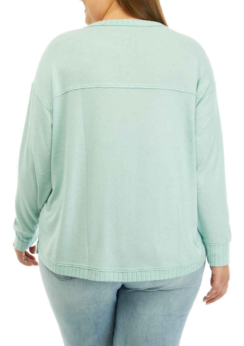 Plus Size Raw Edge Solid Top