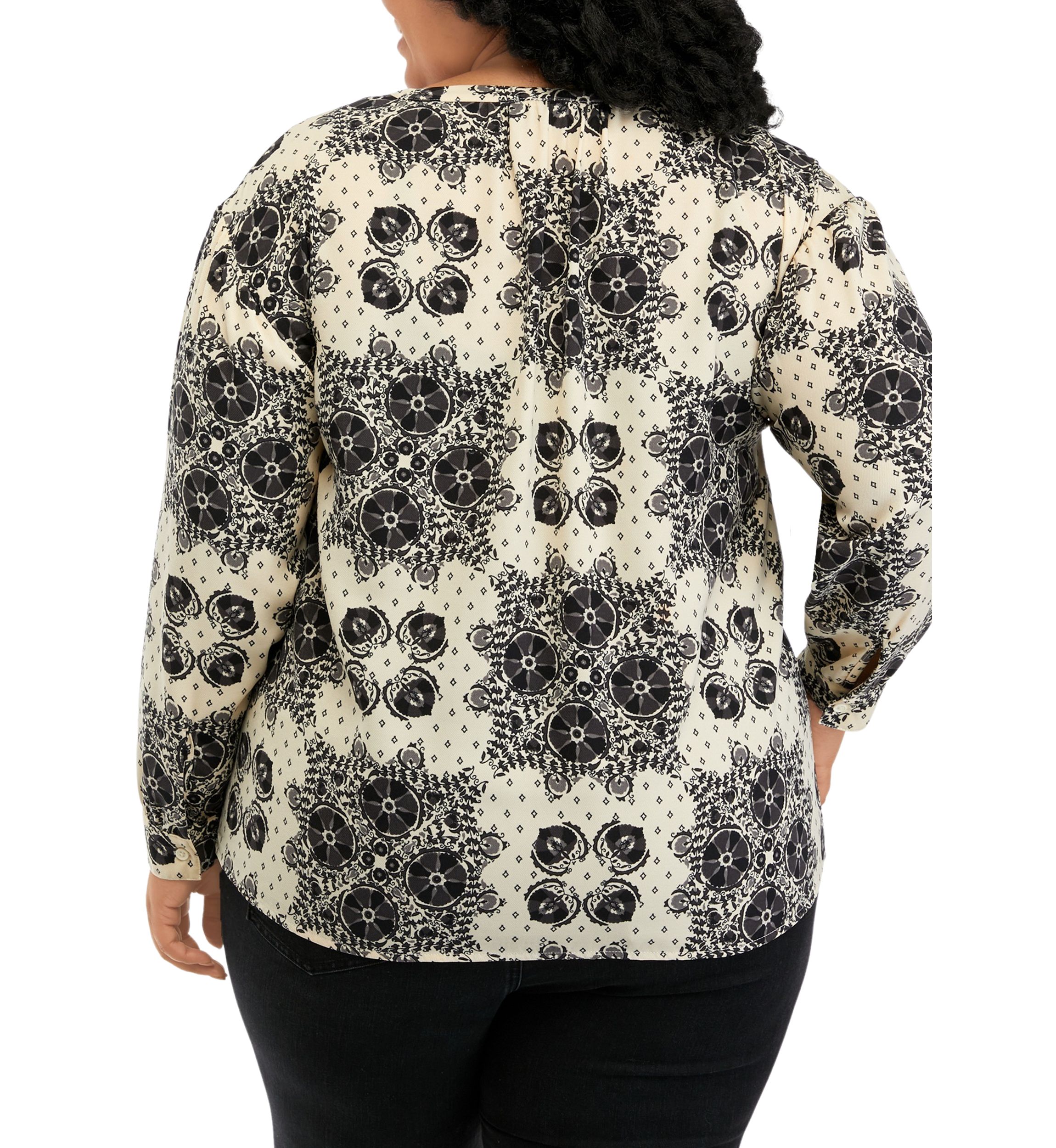 Plus Size Printed Popover Blouse