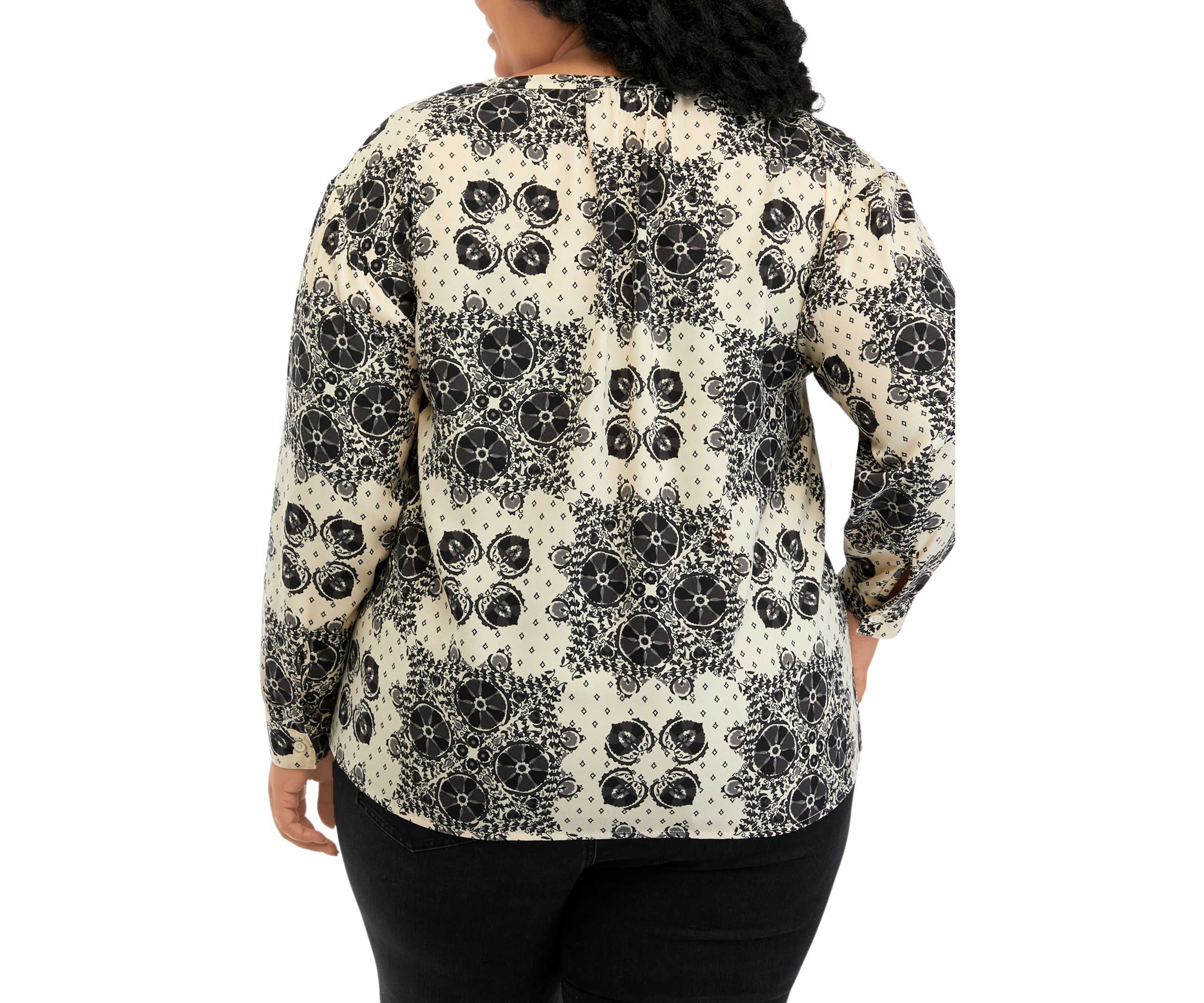 Plus Size Printed Popover Blouse