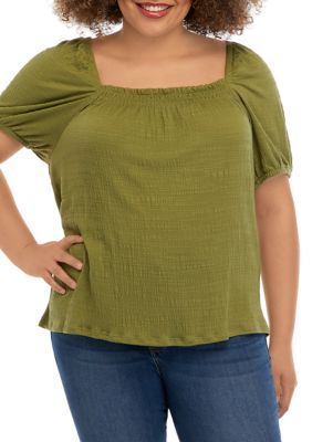 Wonderly Women's Plus Size Short Sleeve Square Neck Top, 3X