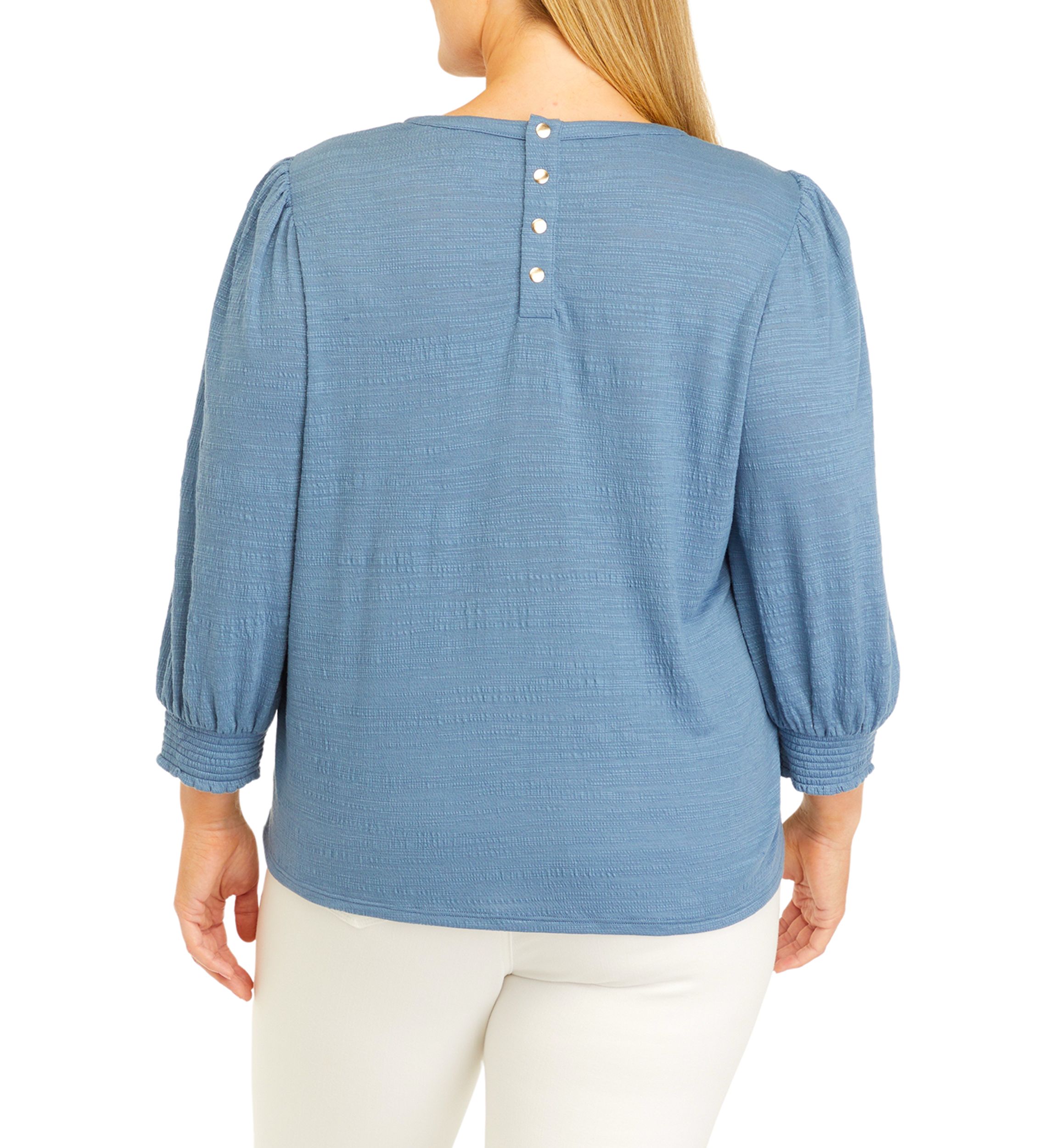 Plus Size Button Back Top