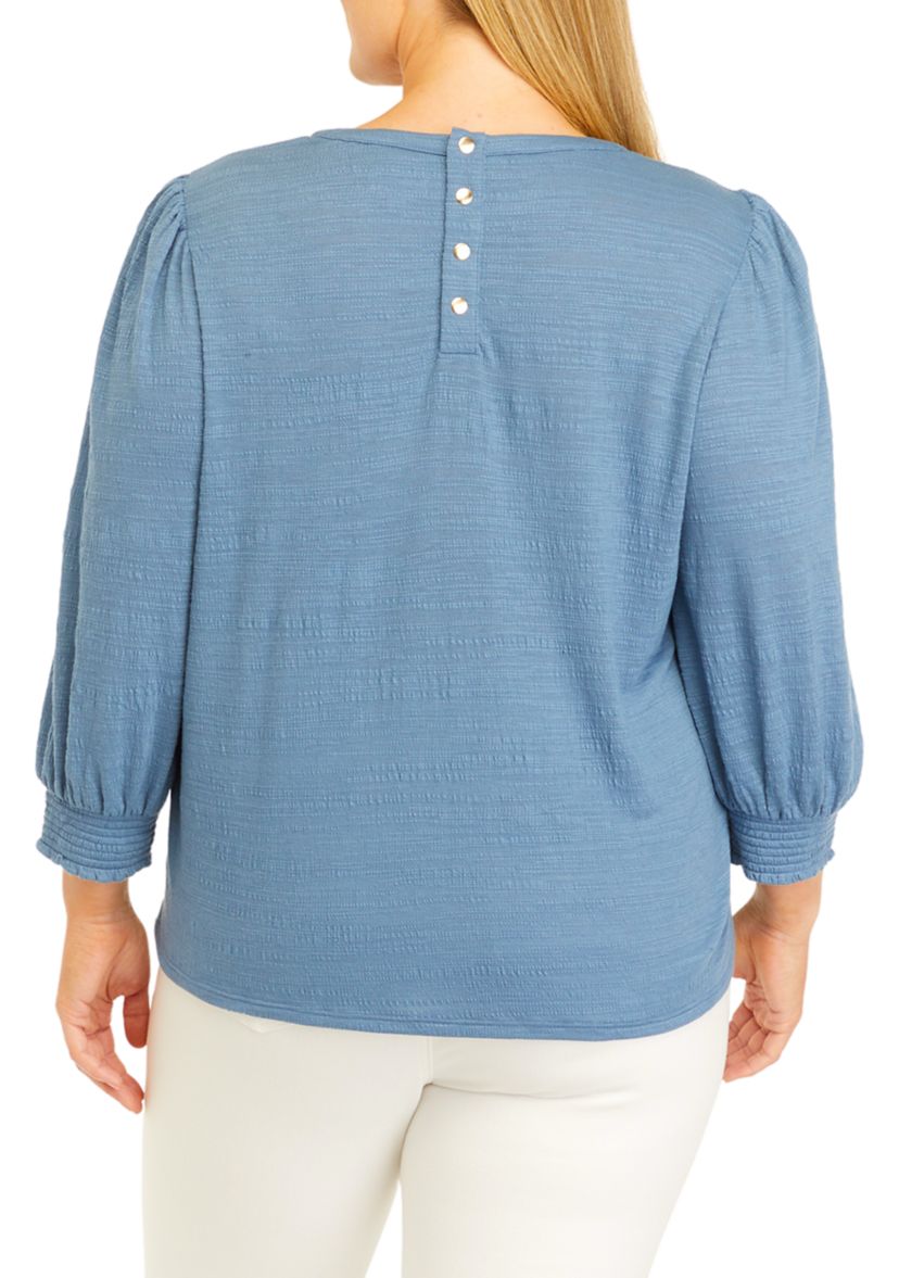 Plus Size Button Back Top