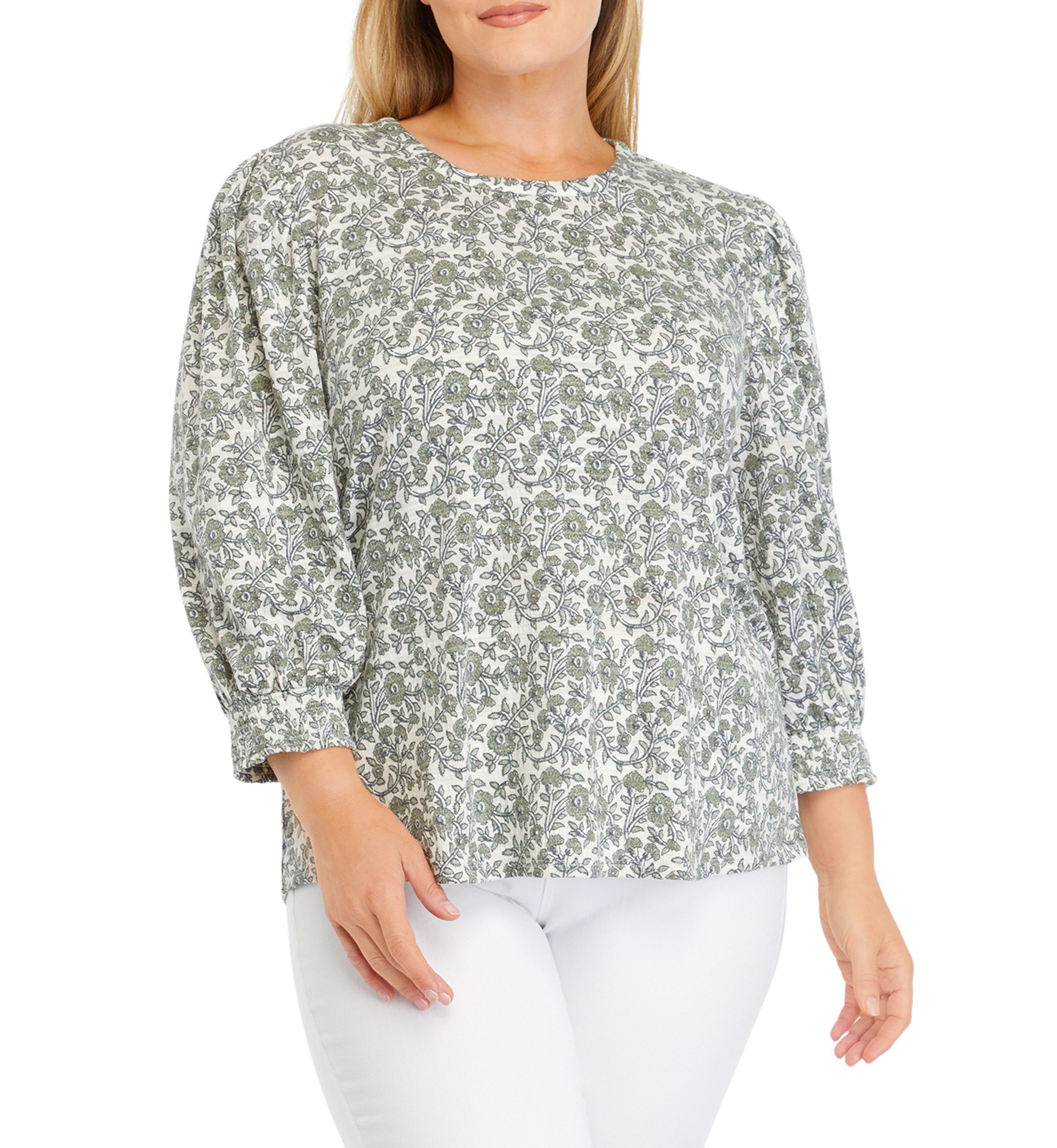 Plus Size Button Back Smocked Top 