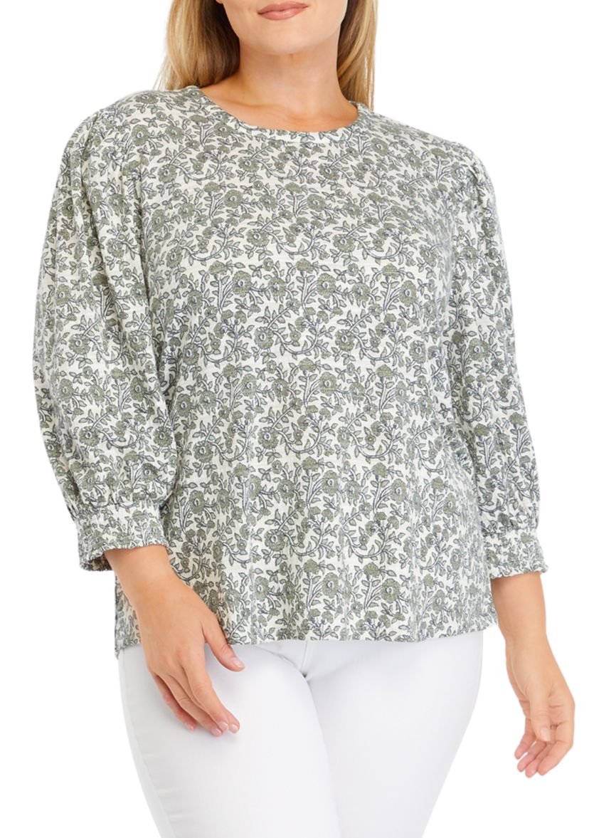 Plus Size Button Back Smocked Top 