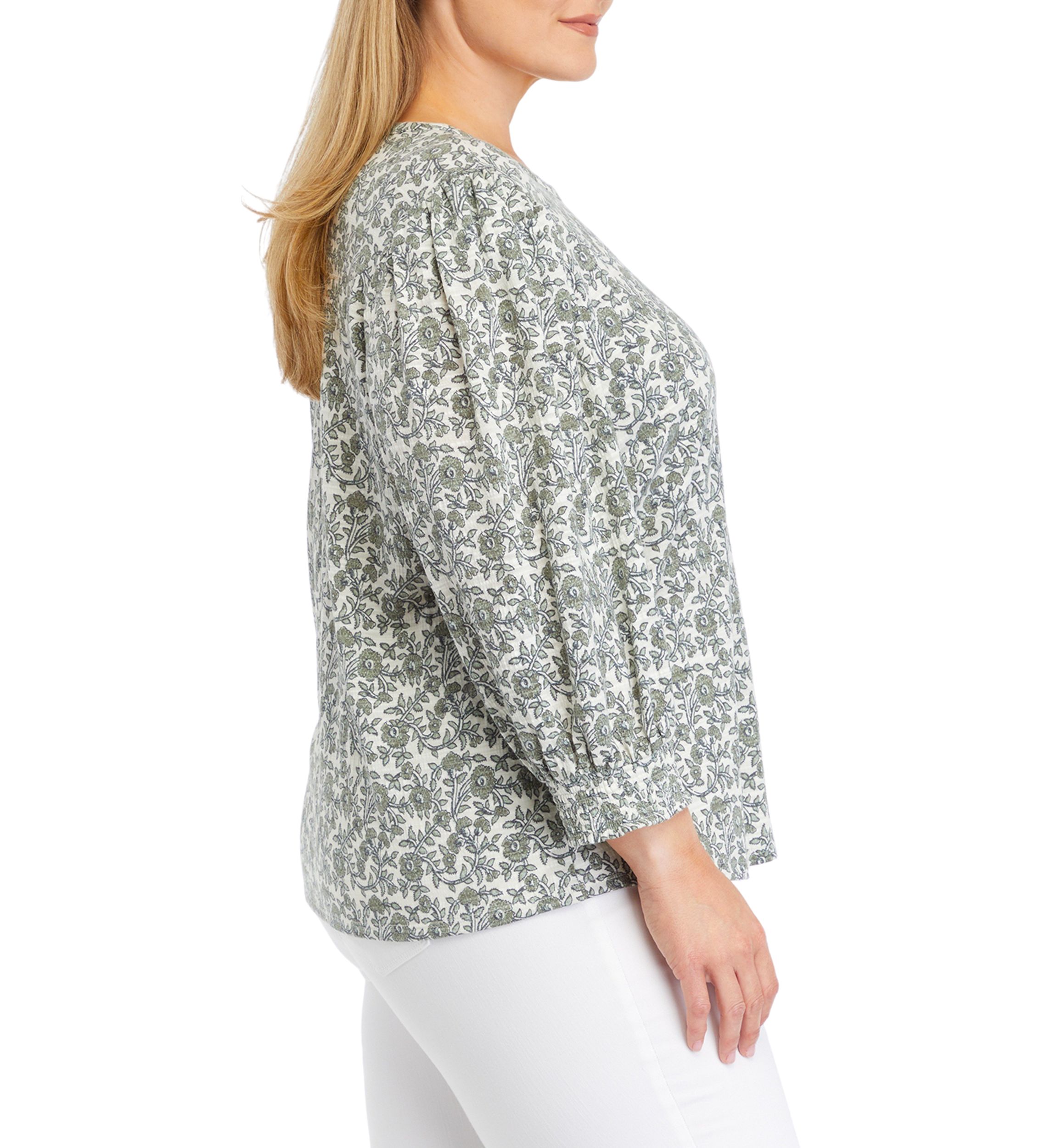 Plus Size Button Back Smocked Top 
