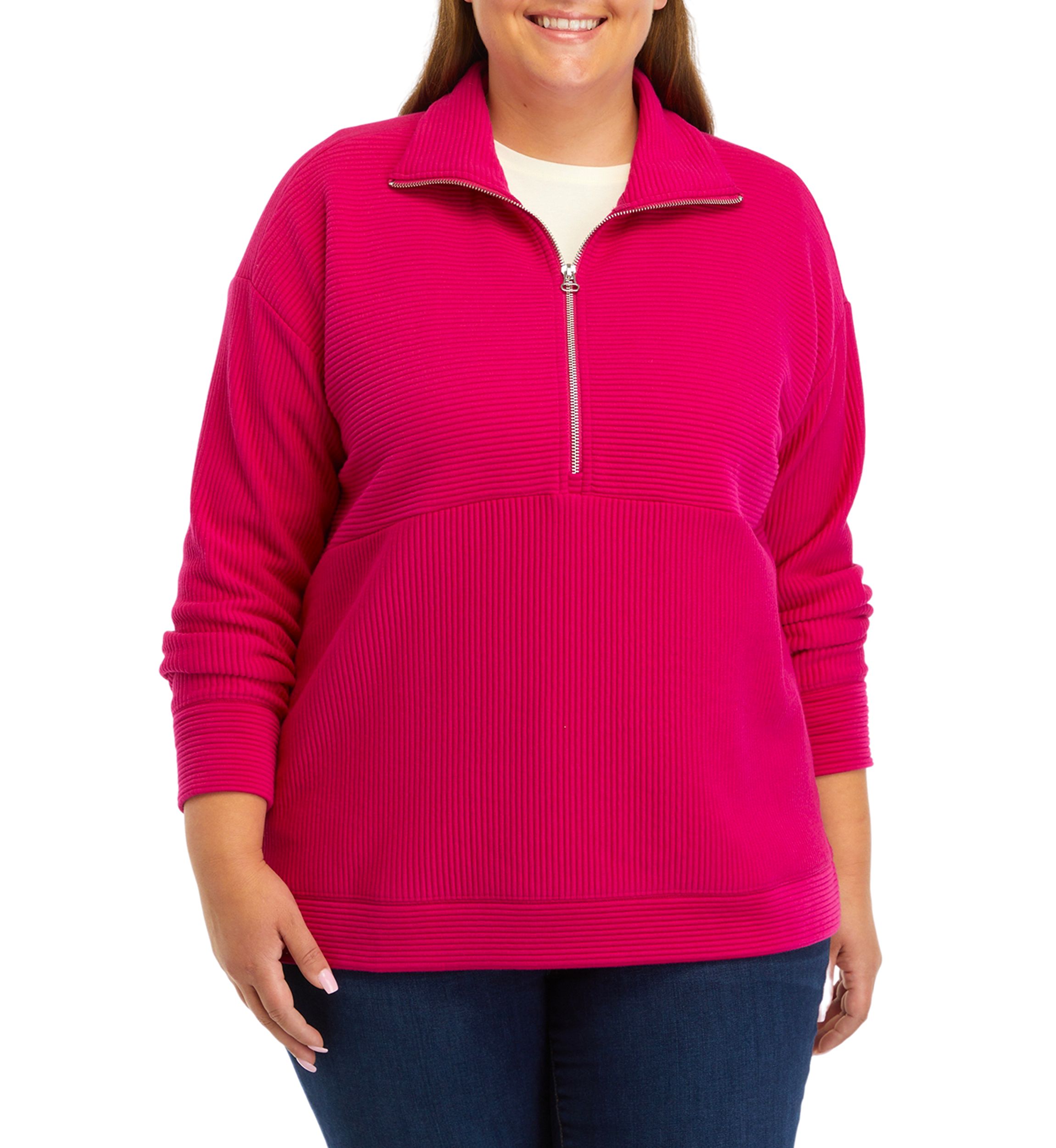 Plus Size Ottoman Half Zip Pullover