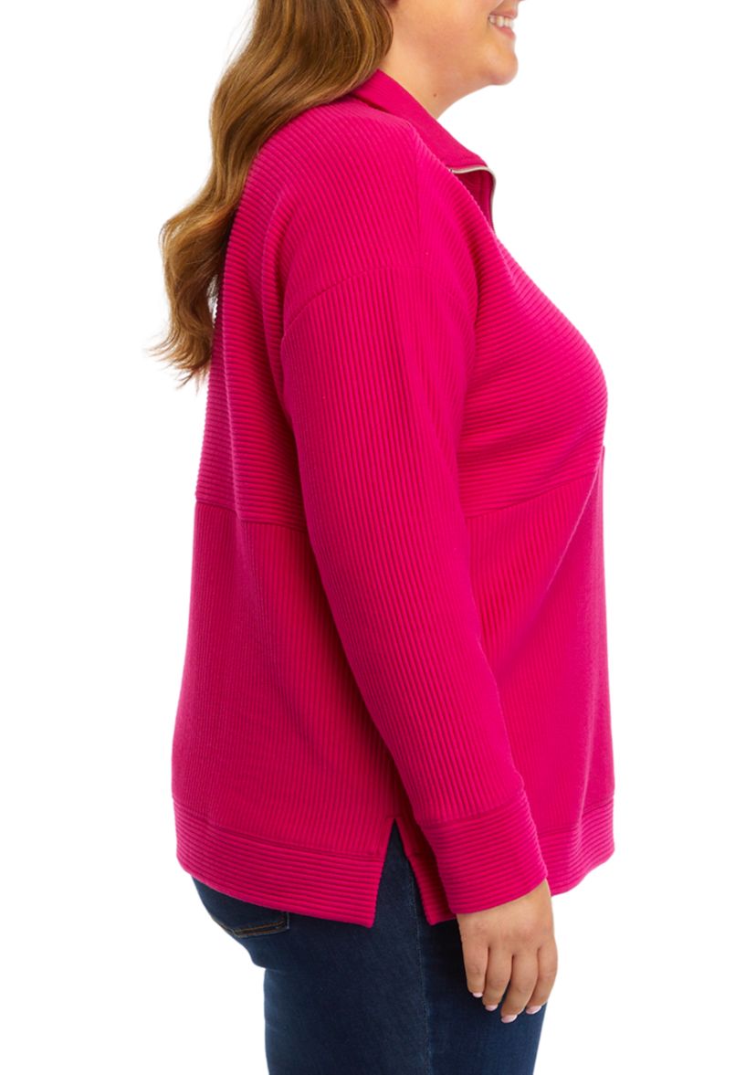 Plus Size Ottoman Half Zip Pullover