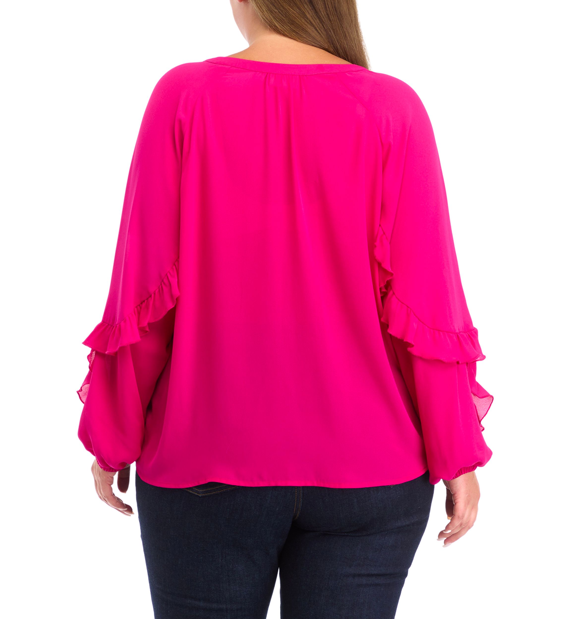 Plus Size Ruffle Detail Peasant Top 