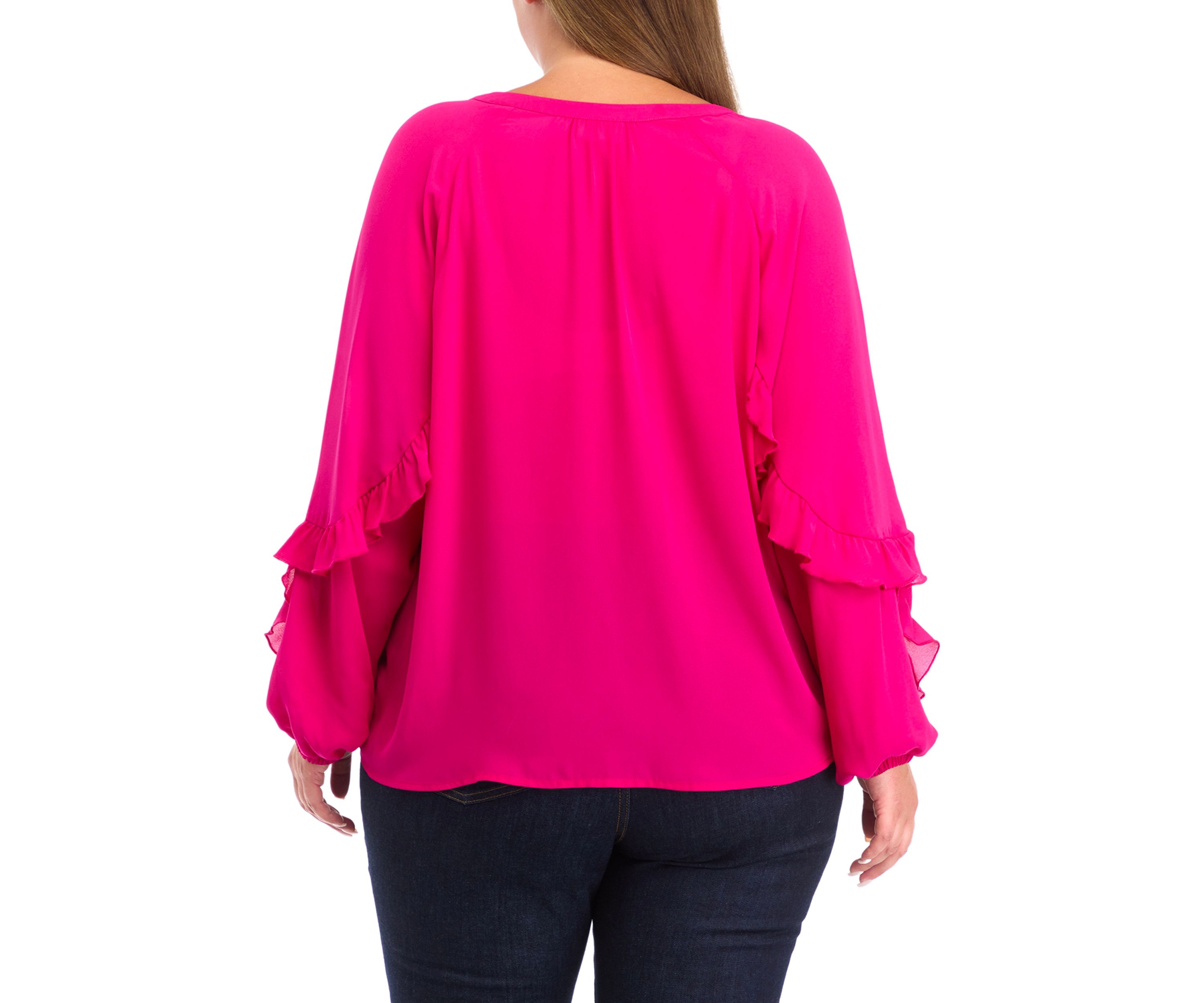 Plus Size Ruffle Detail Peasant Top 