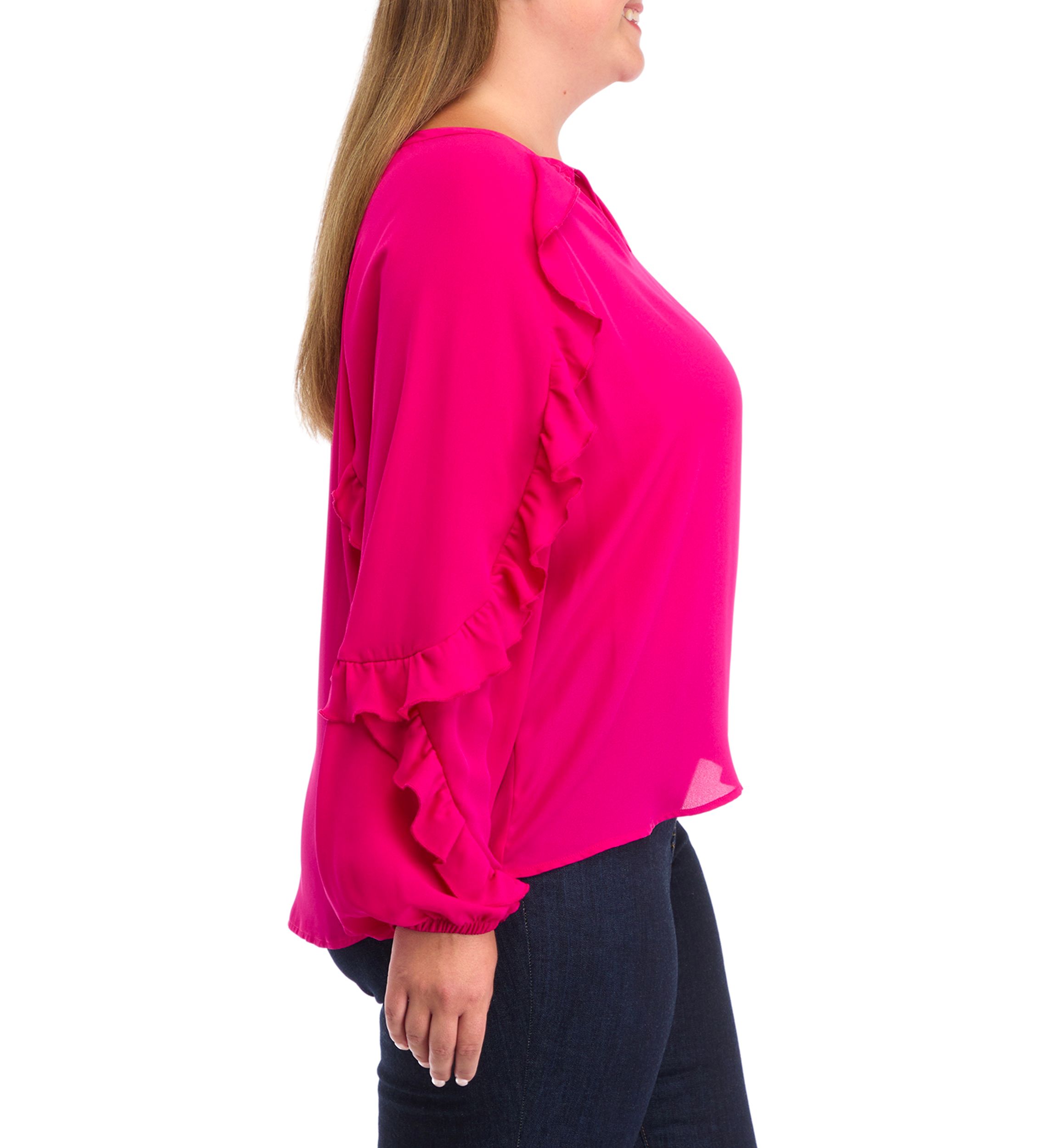 Plus Size Ruffle Detail Peasant Top 