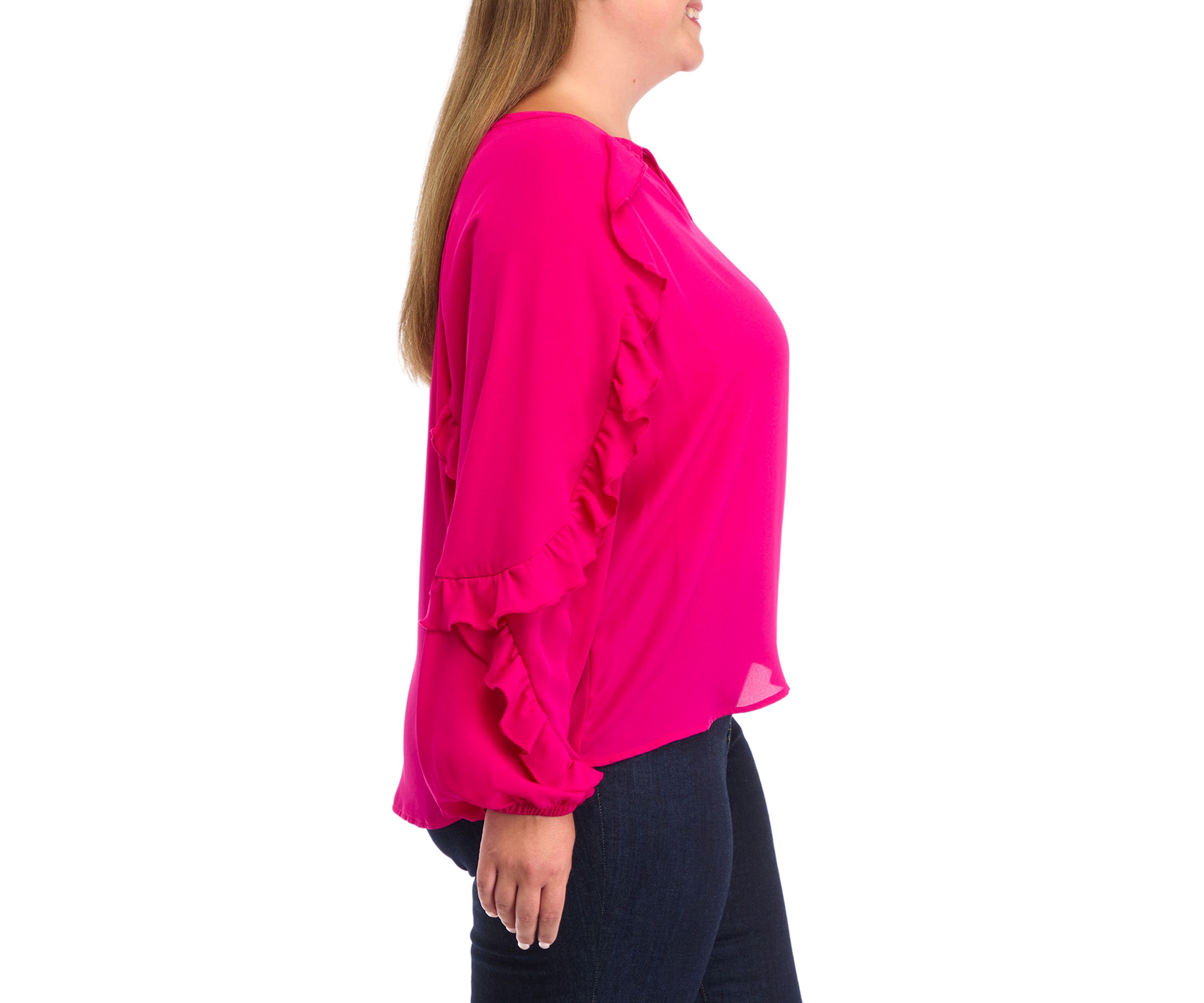 Plus Size Ruffle Detail Peasant Top 