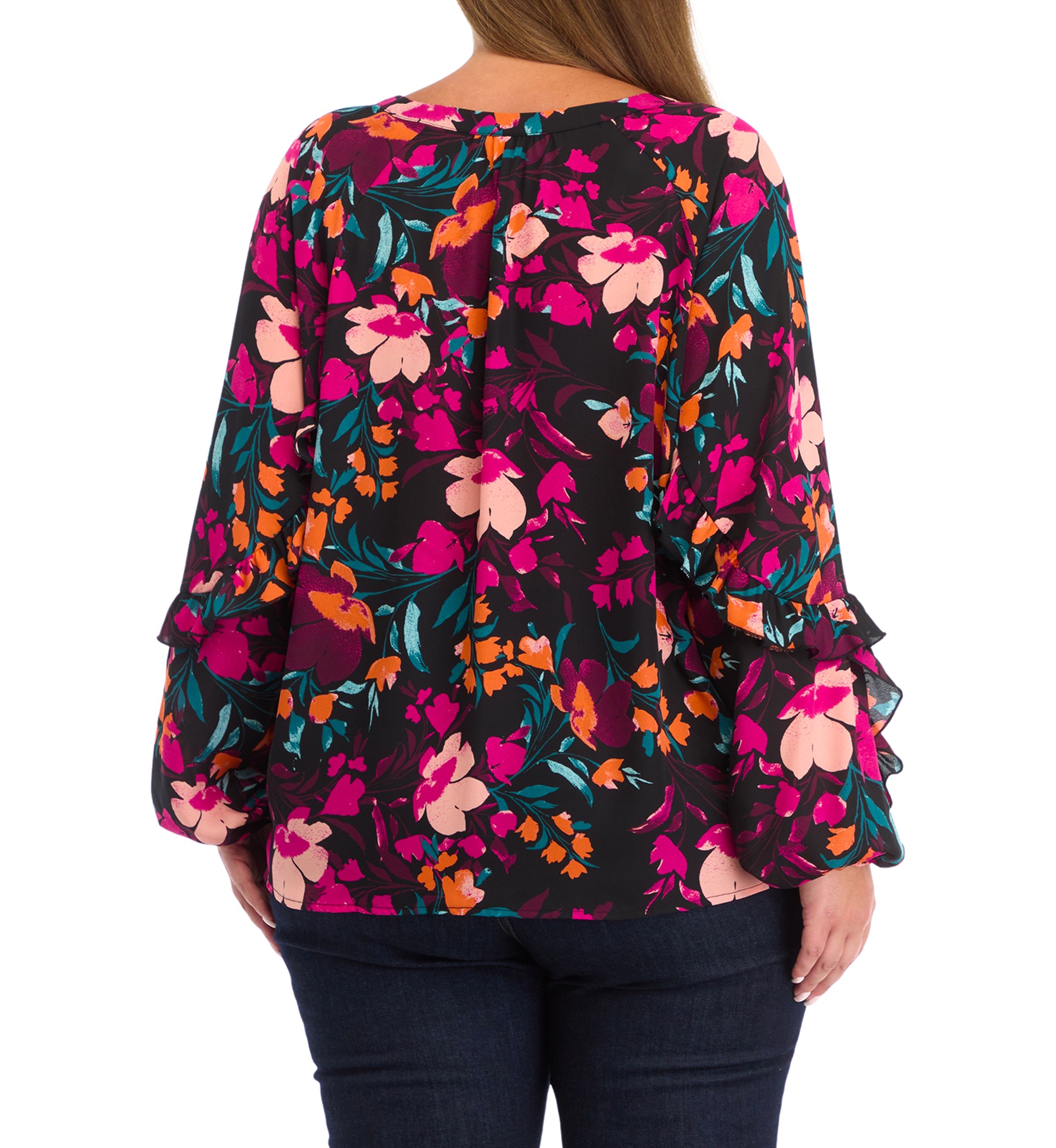 Plus Size Ruffle Detail Peasant Top 
