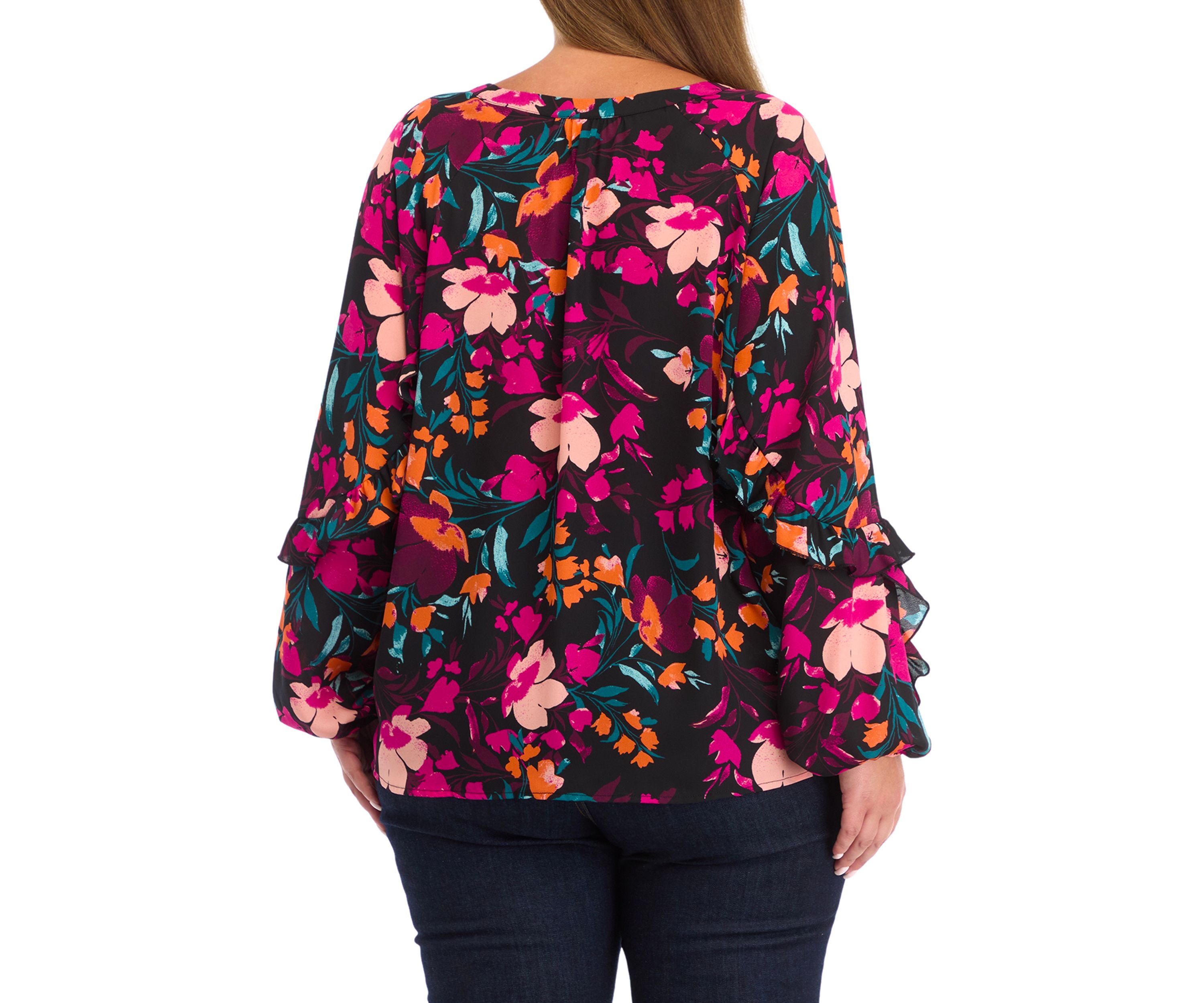 Plus Size Ruffle Detail Peasant Top 