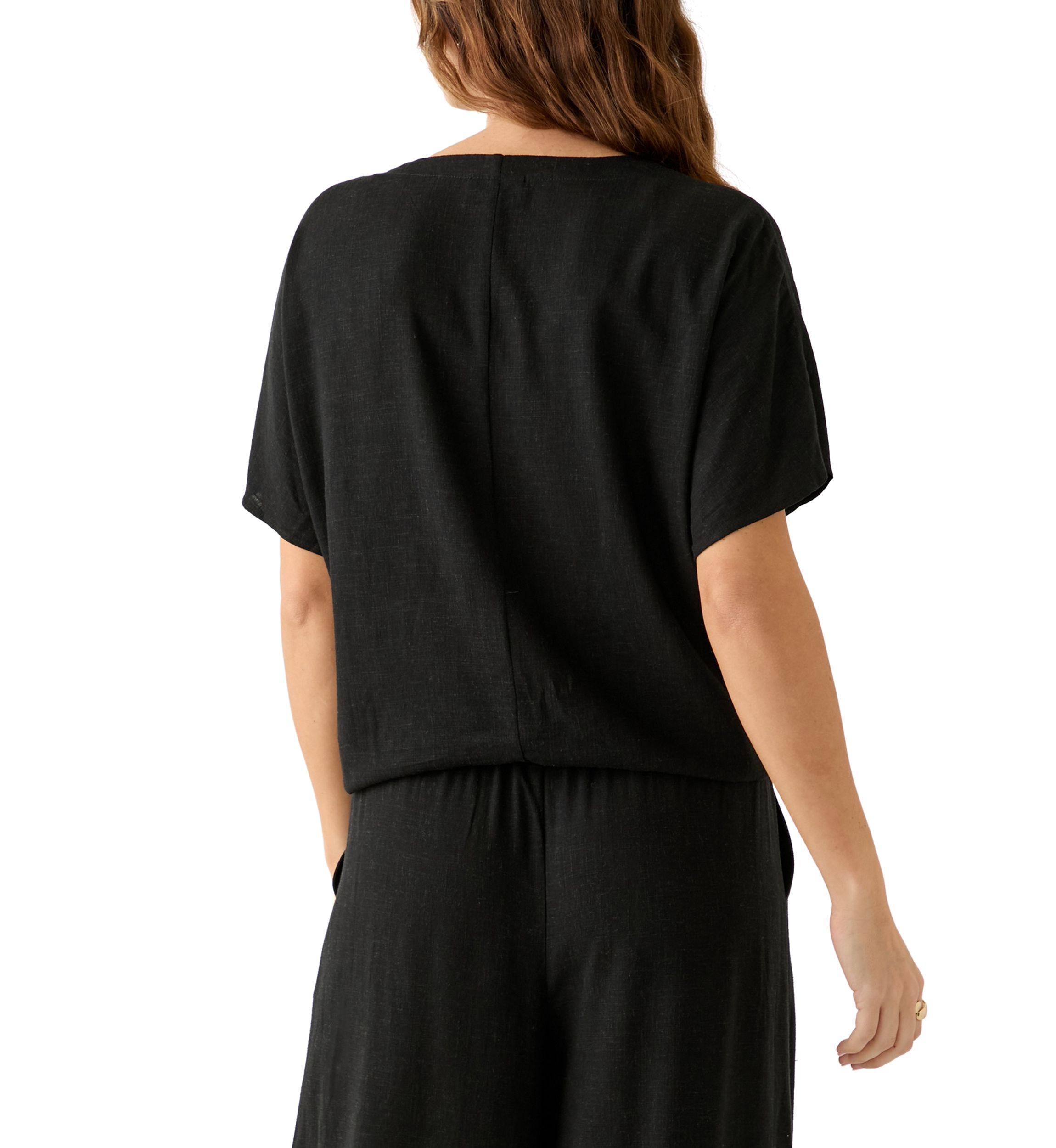 Plus Size Tie Front V-Neck Top 