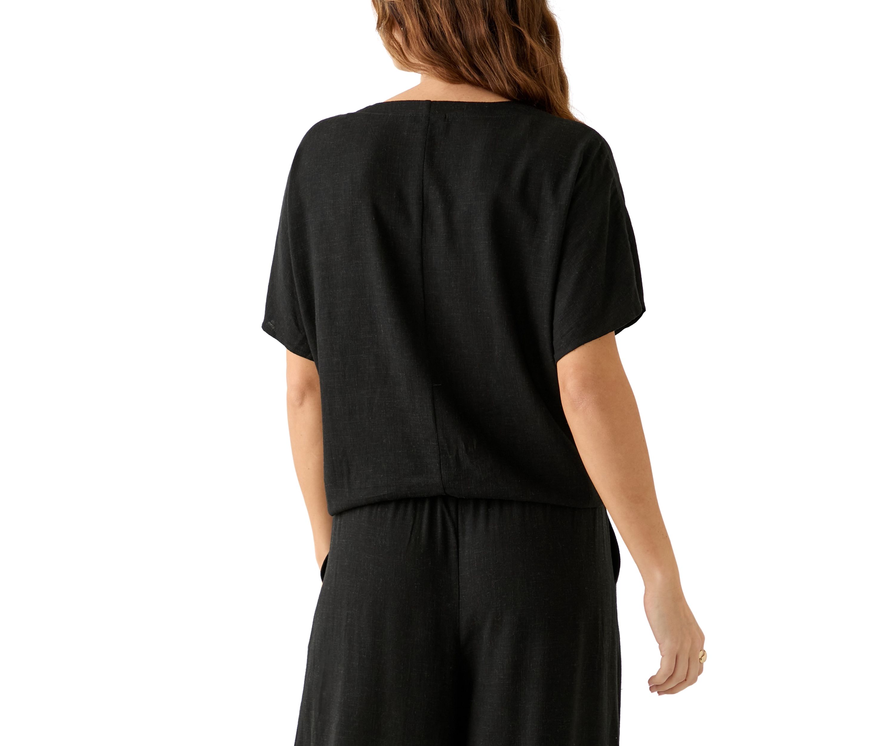Plus Size Tie Front V-Neck Top 