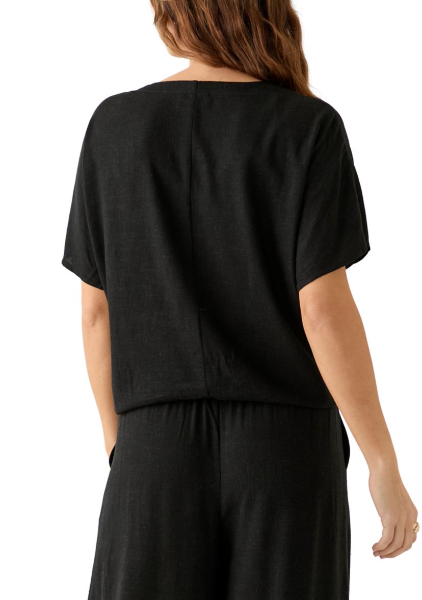 Plus Size Tie Front V-Neck Top 