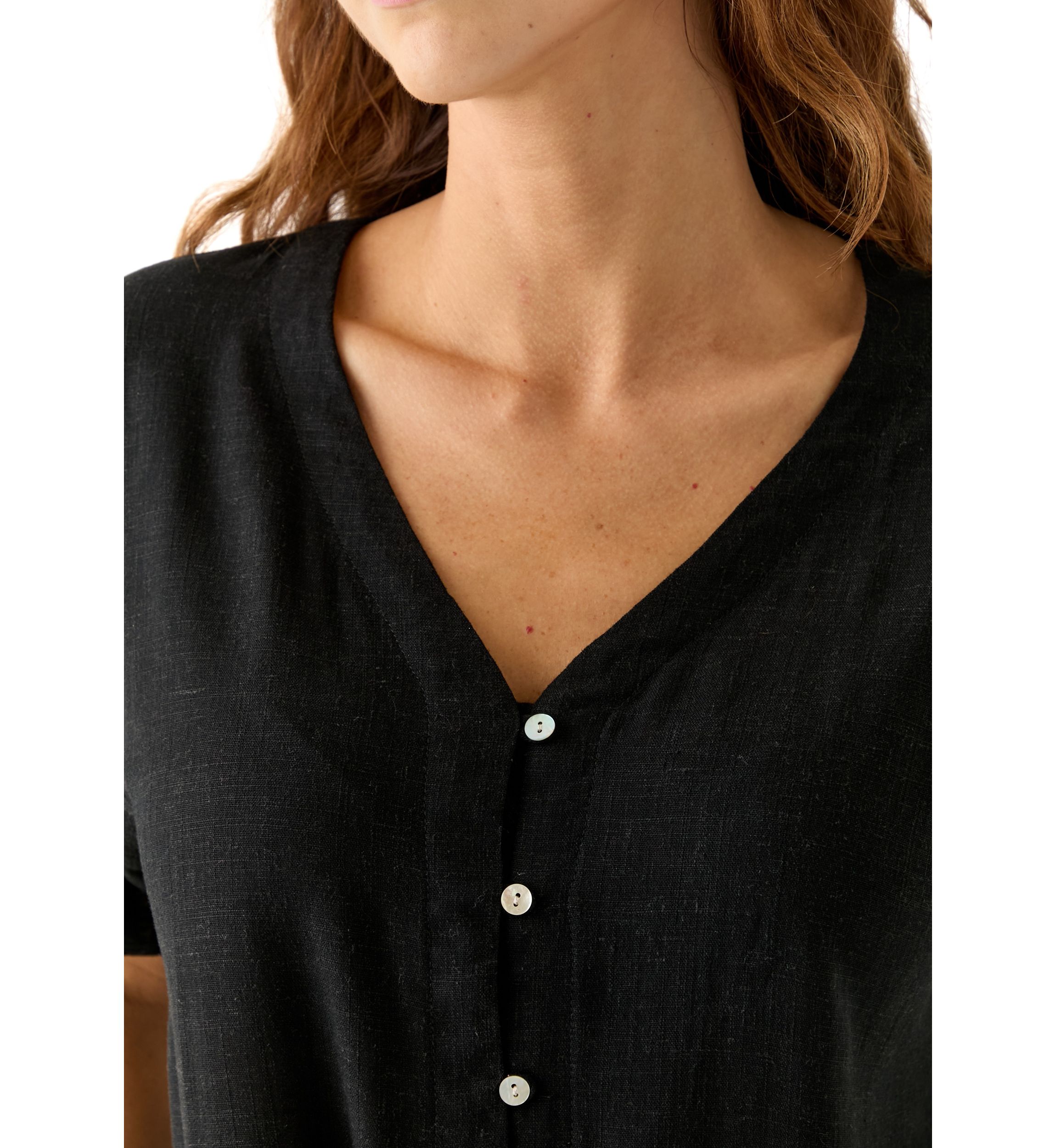 Plus Size Tie Front V-Neck Top 