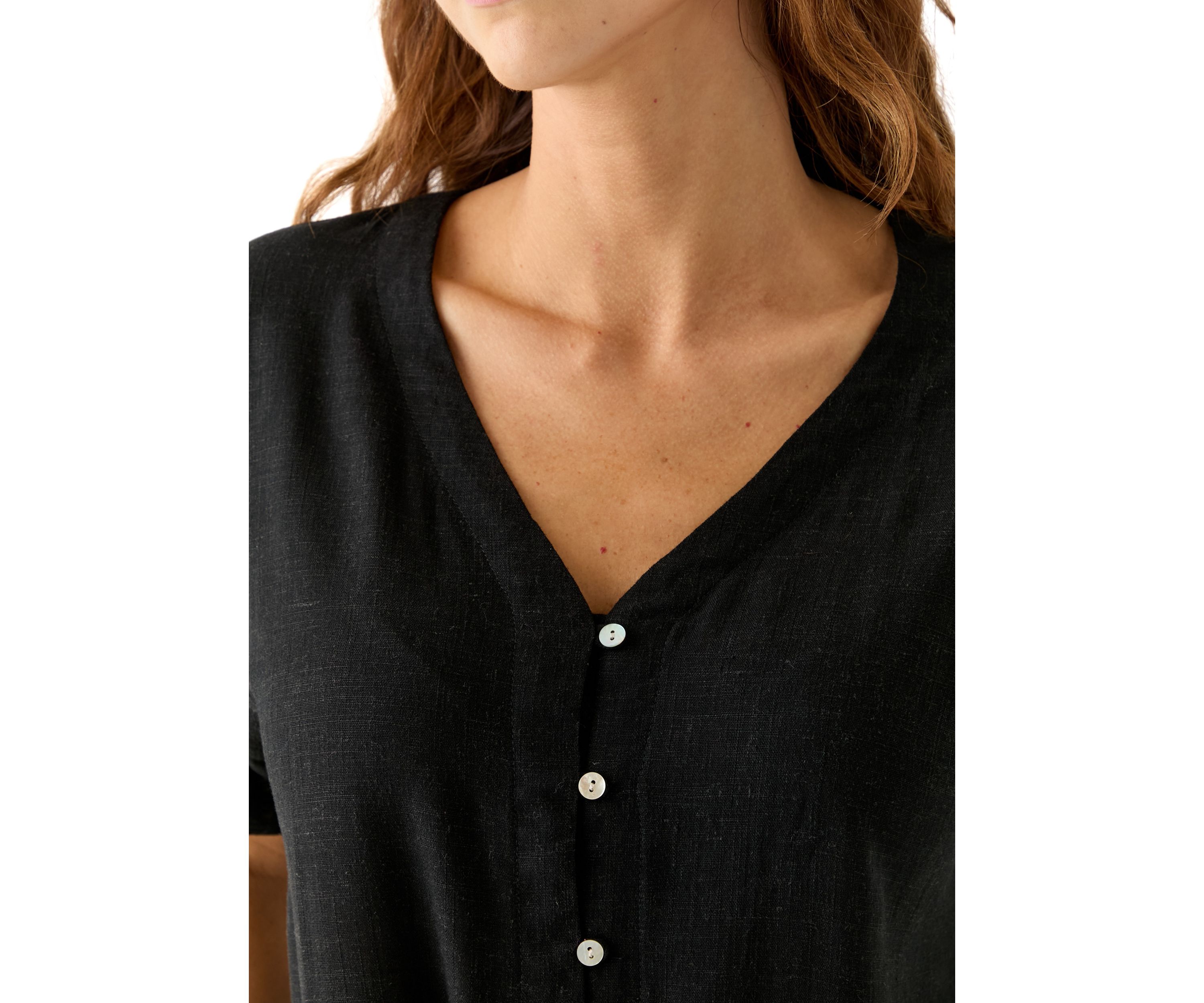 Plus Size Tie Front V-Neck Top 