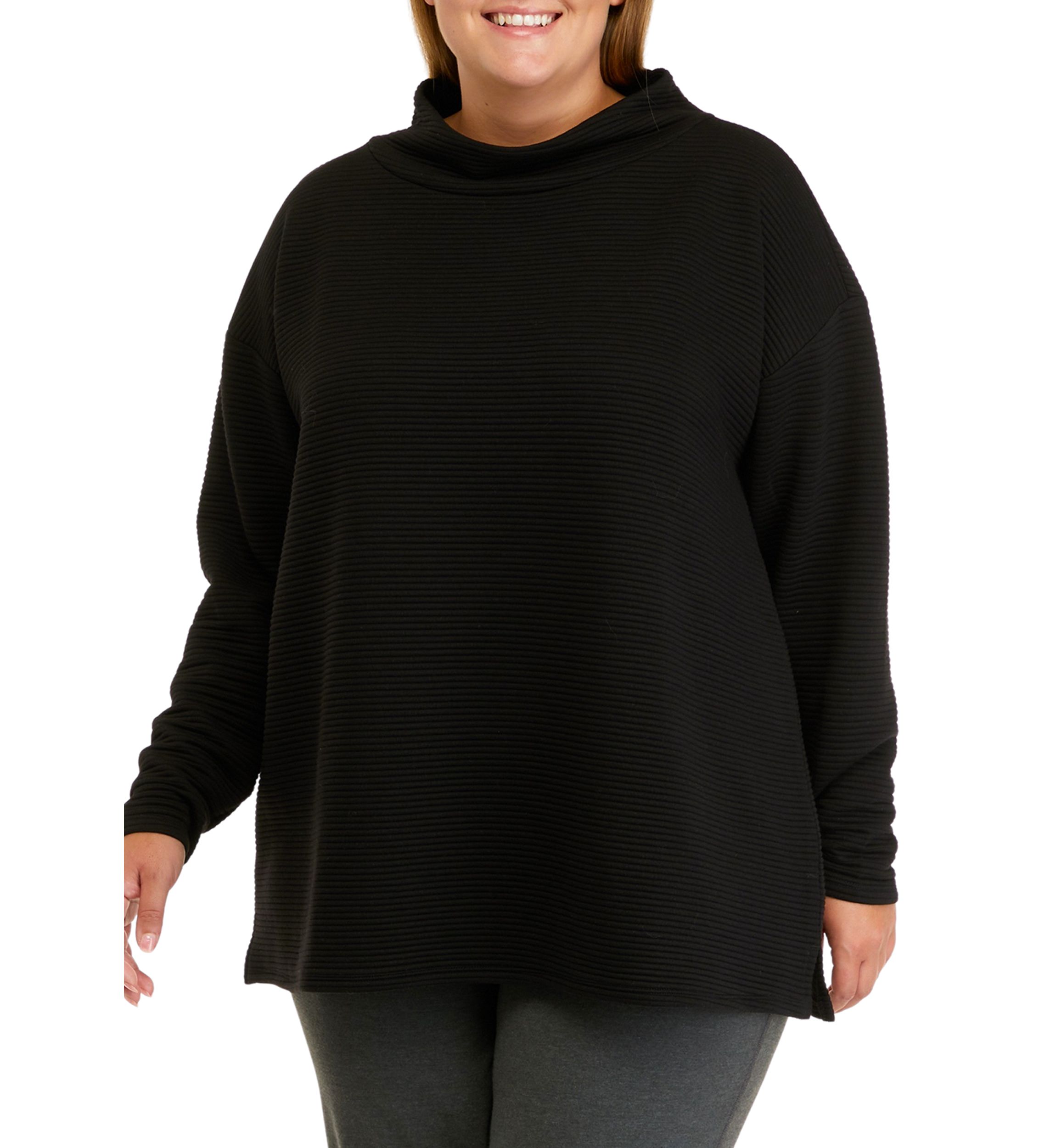Plus Size Long Sleeve Slouchy Mock Neck Sweater