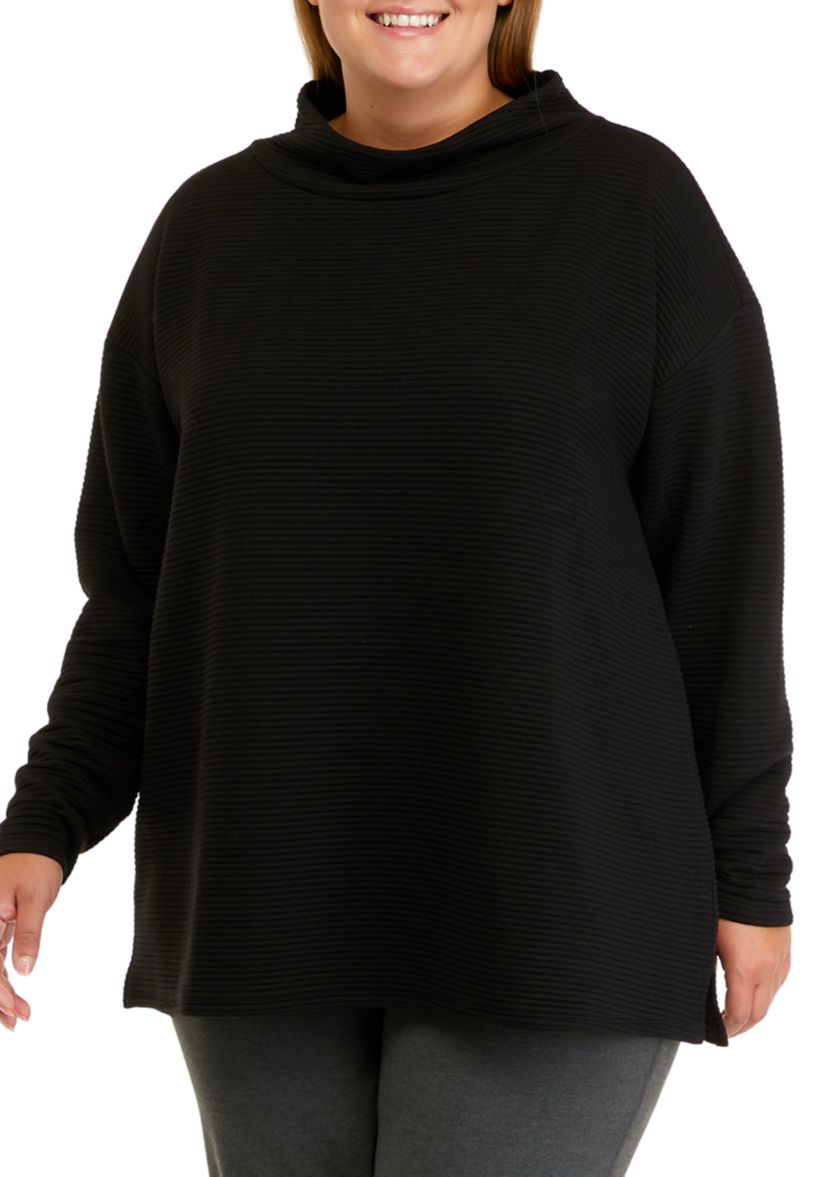 Plus Size Long Sleeve Slouchy Mock Neck Sweater