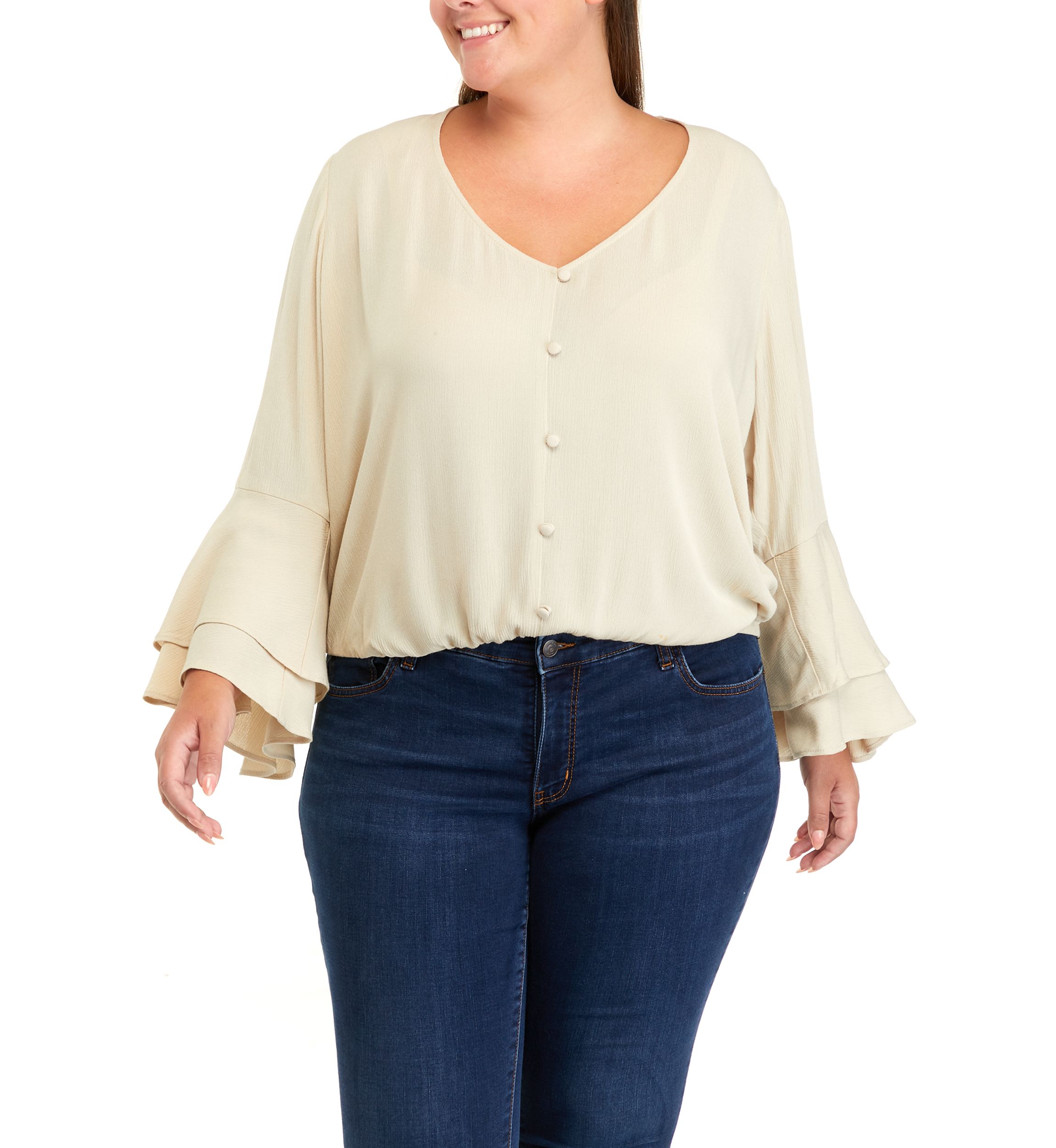 Plus Size Bell Sleeve Surplice Top