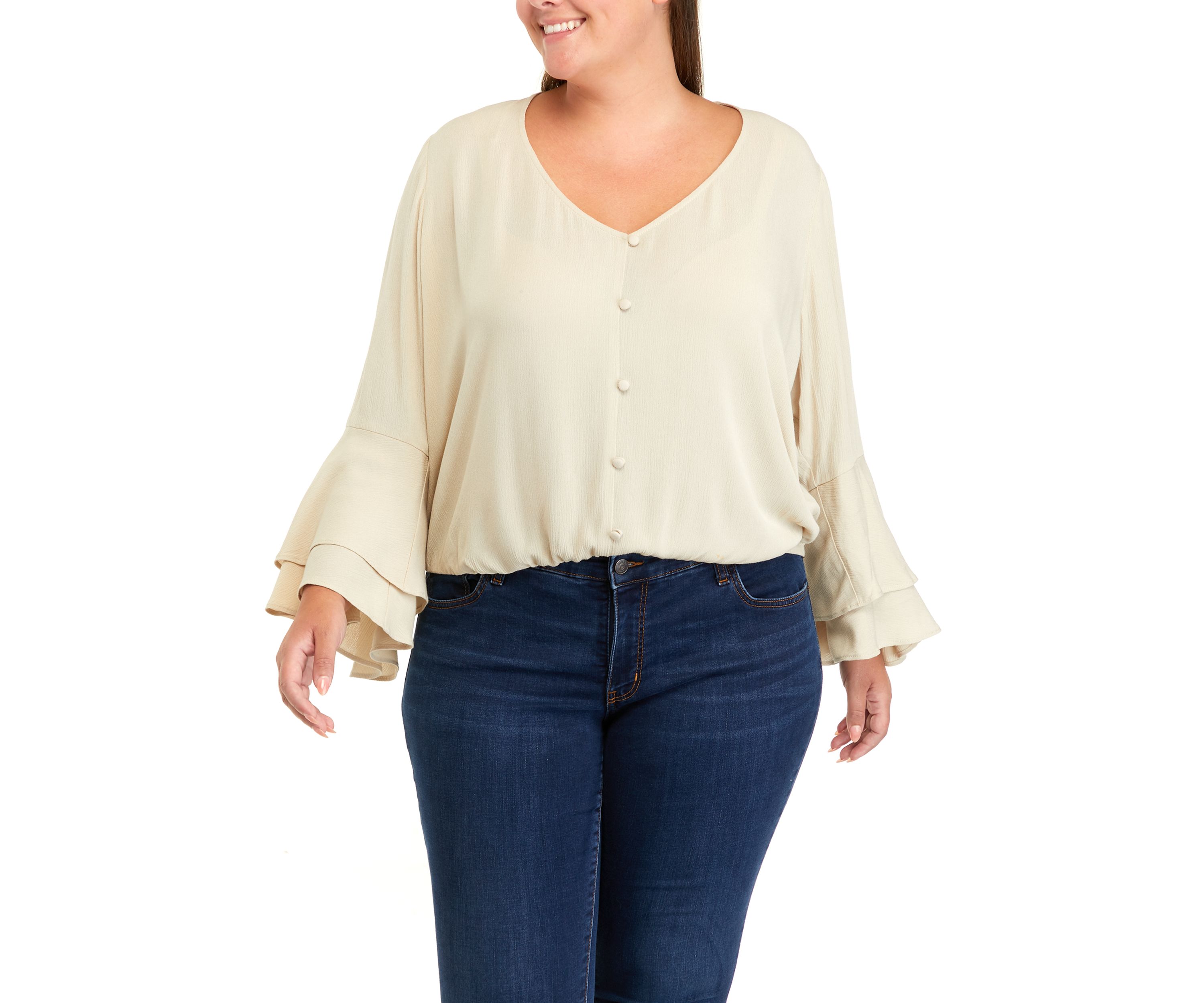 Plus Size Bell Sleeve Surplice Top
