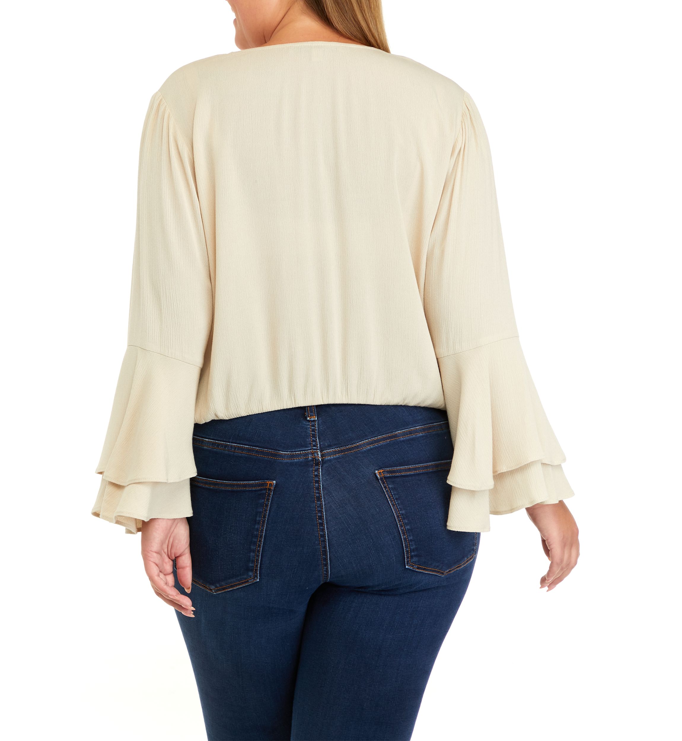 Plus Size Bell Sleeve Surplice Top