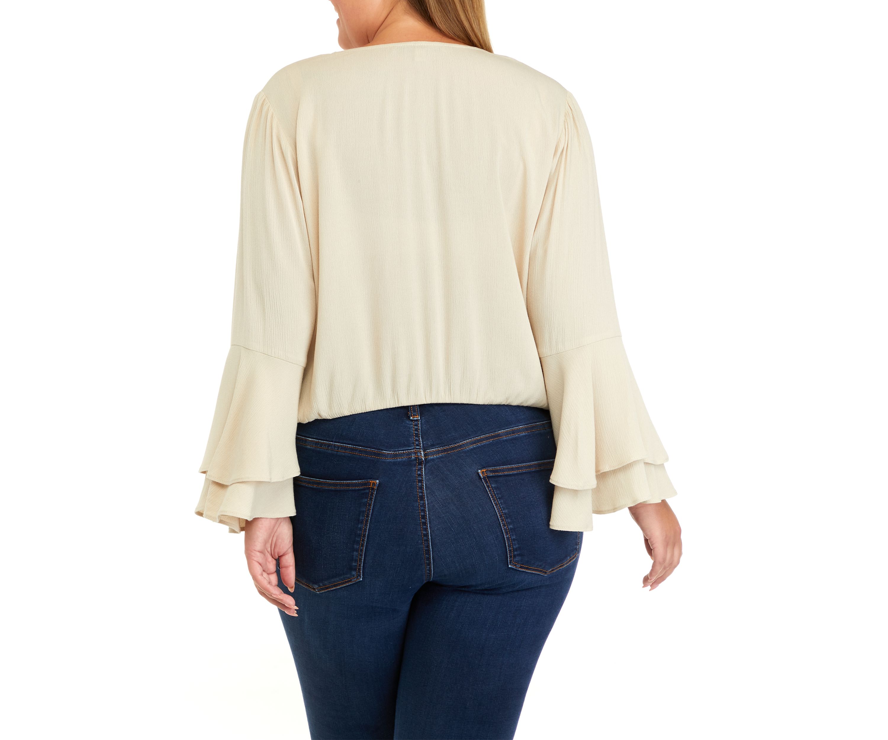 Plus Size Bell Sleeve Surplice Top