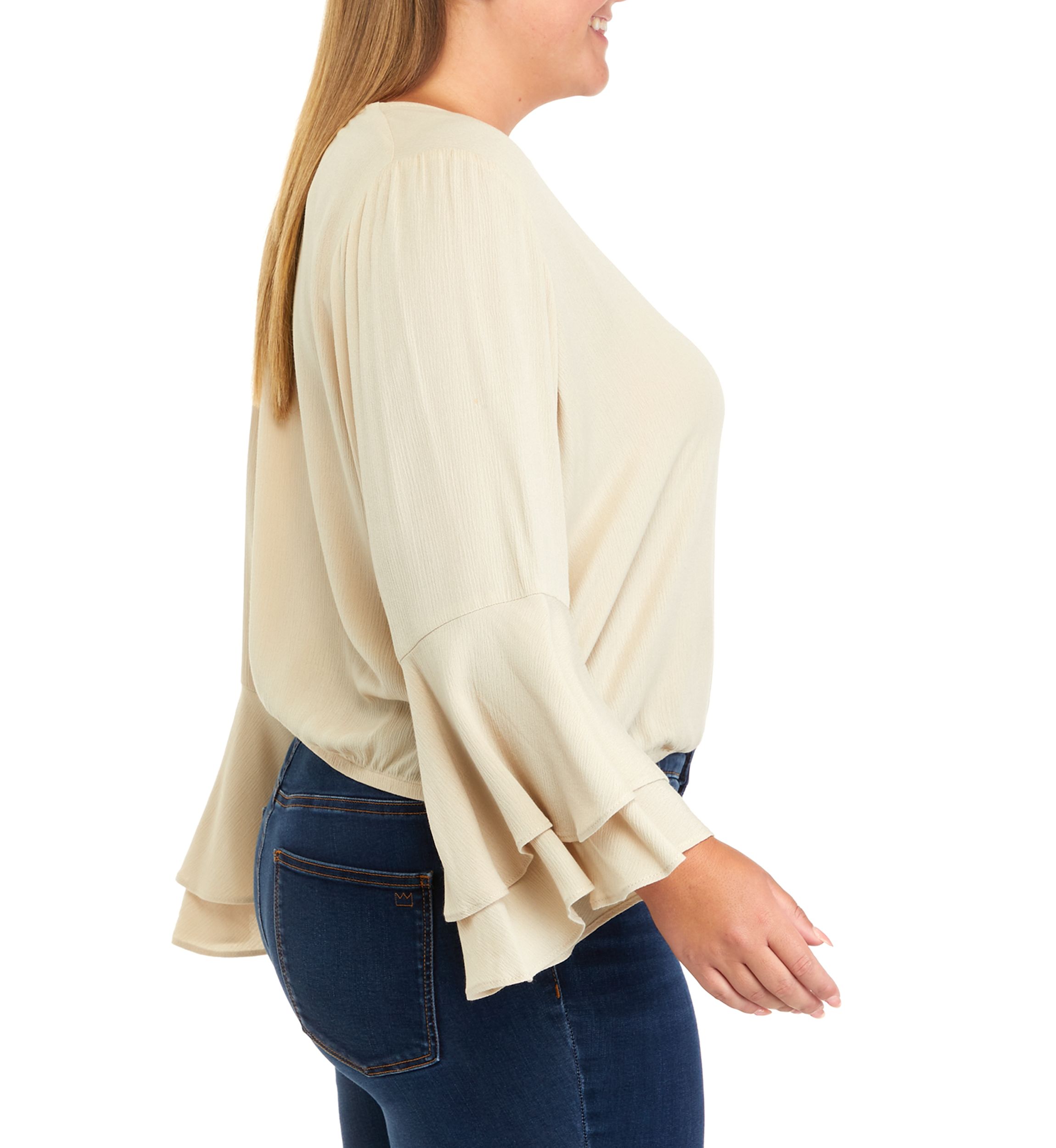 Plus Size Bell Sleeve Surplice Top