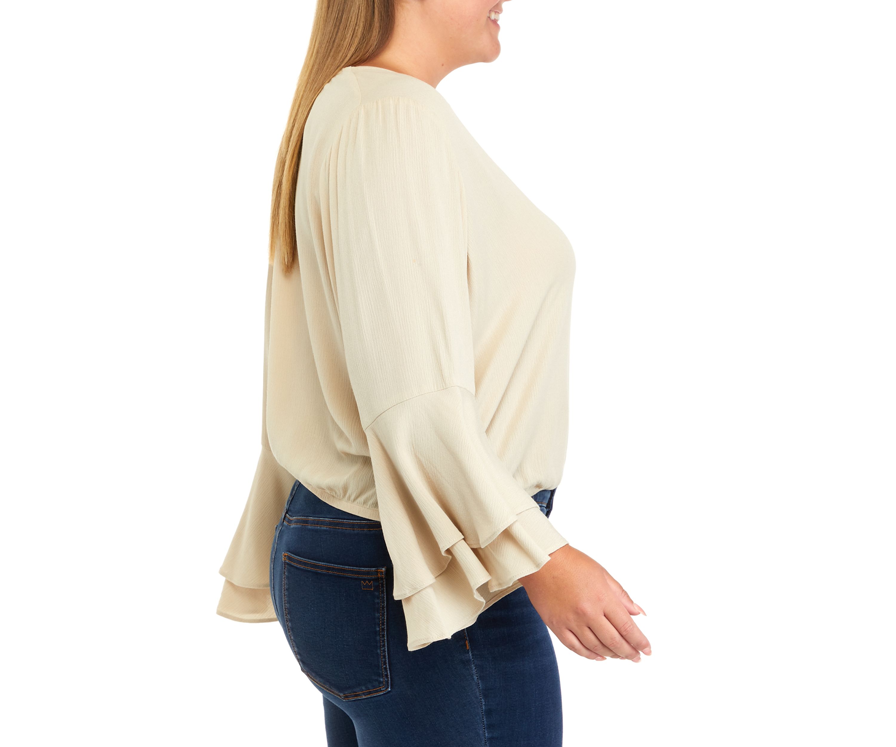 Plus Size Bell Sleeve Surplice Top