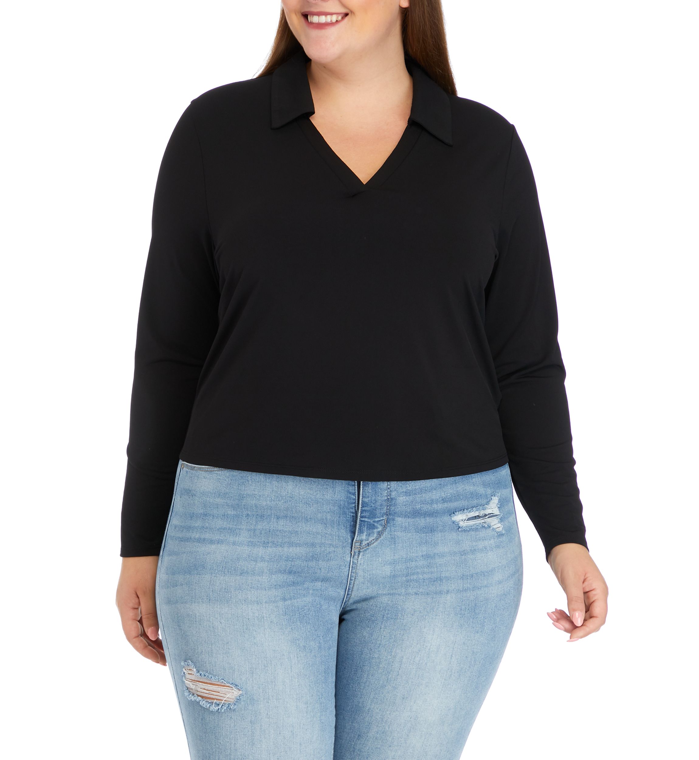 Plus Size Johnny Collar Top