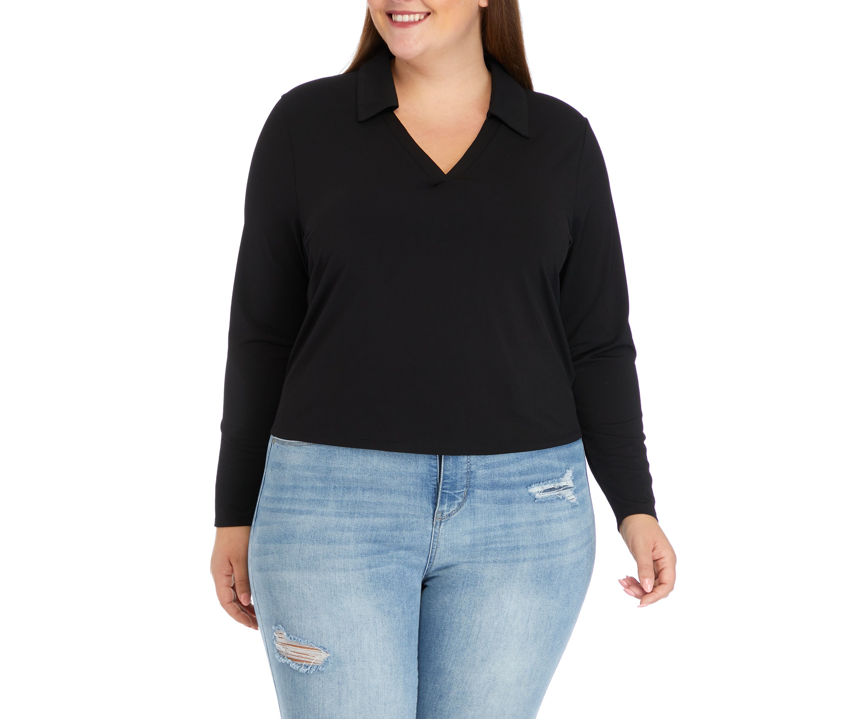 Plus Size Johnny Collar Top