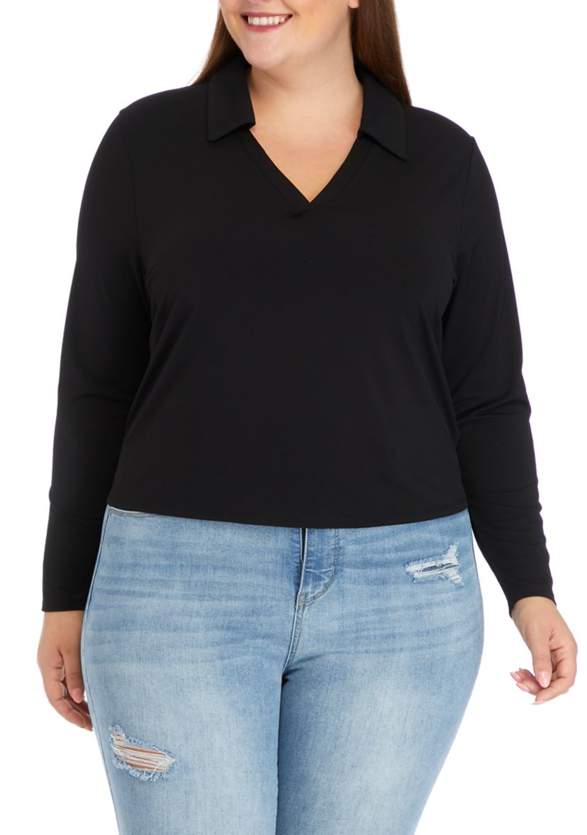 Plus Size Johnny Collar Top