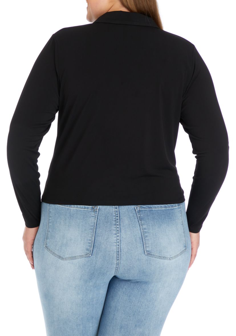 Plus Size Johnny Collar Top