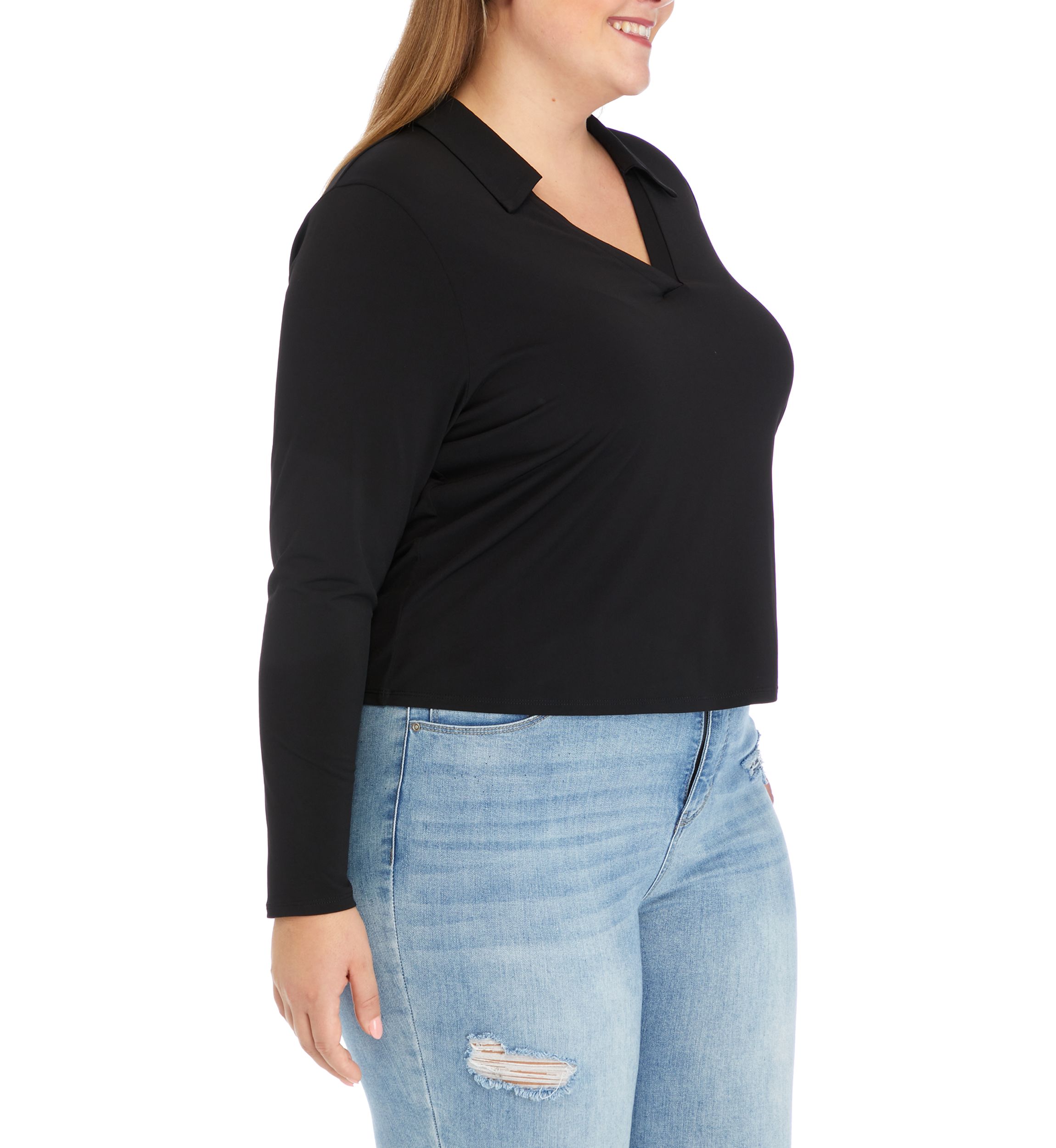 Plus Size Johnny Collar Top